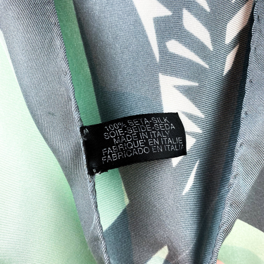 Green Floral Italian Silk Scarf