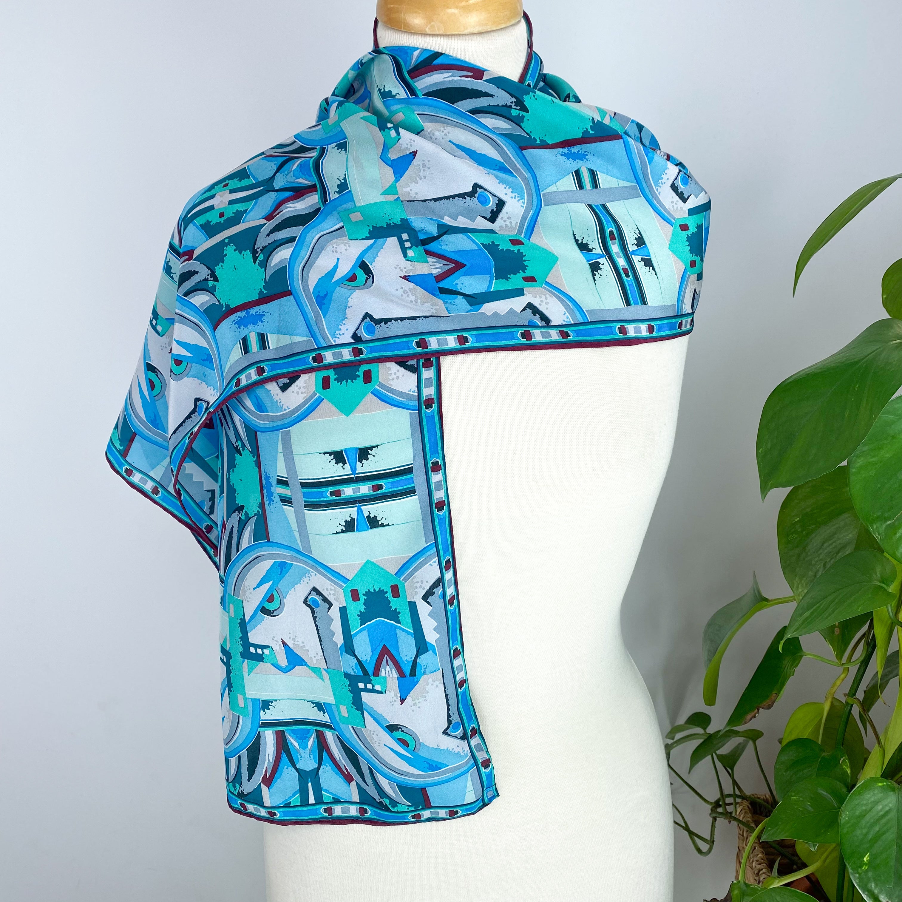 Blues and Greens Pretty Silk Scarf