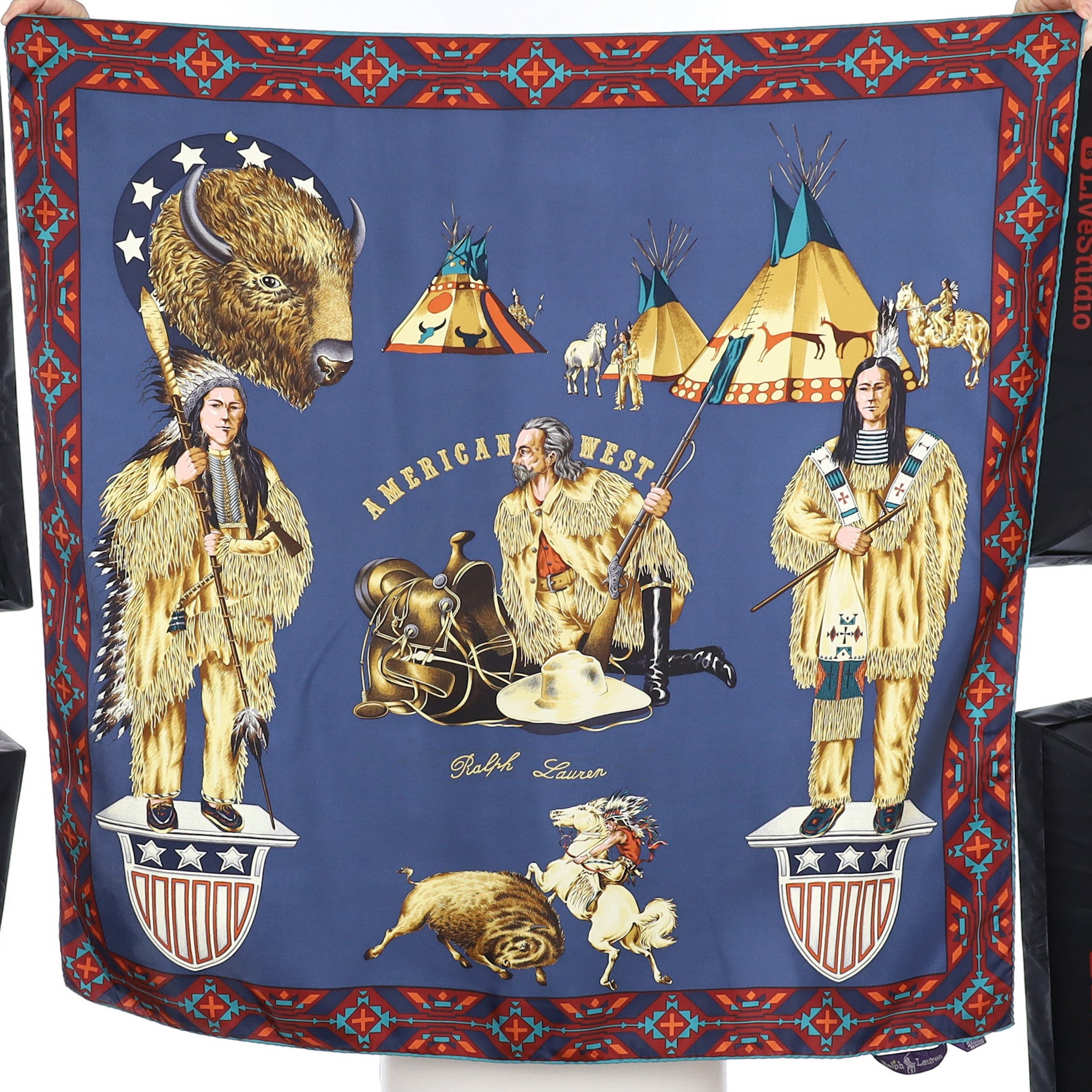 Ralph Lauren American West Designer Silk Scarf