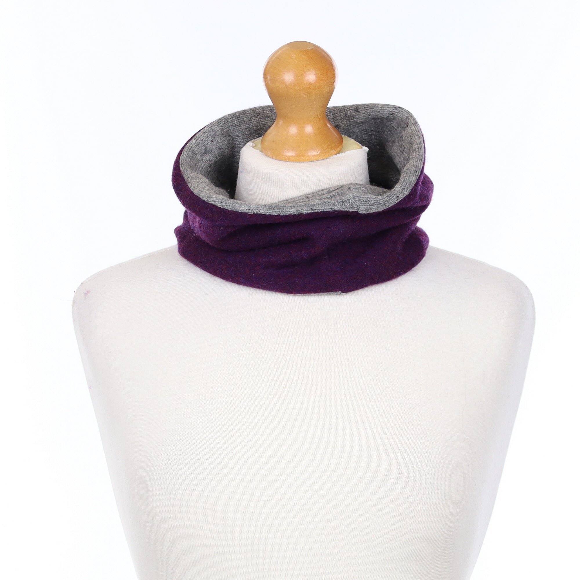Grape Purple and Ash Grey Neck Warmer