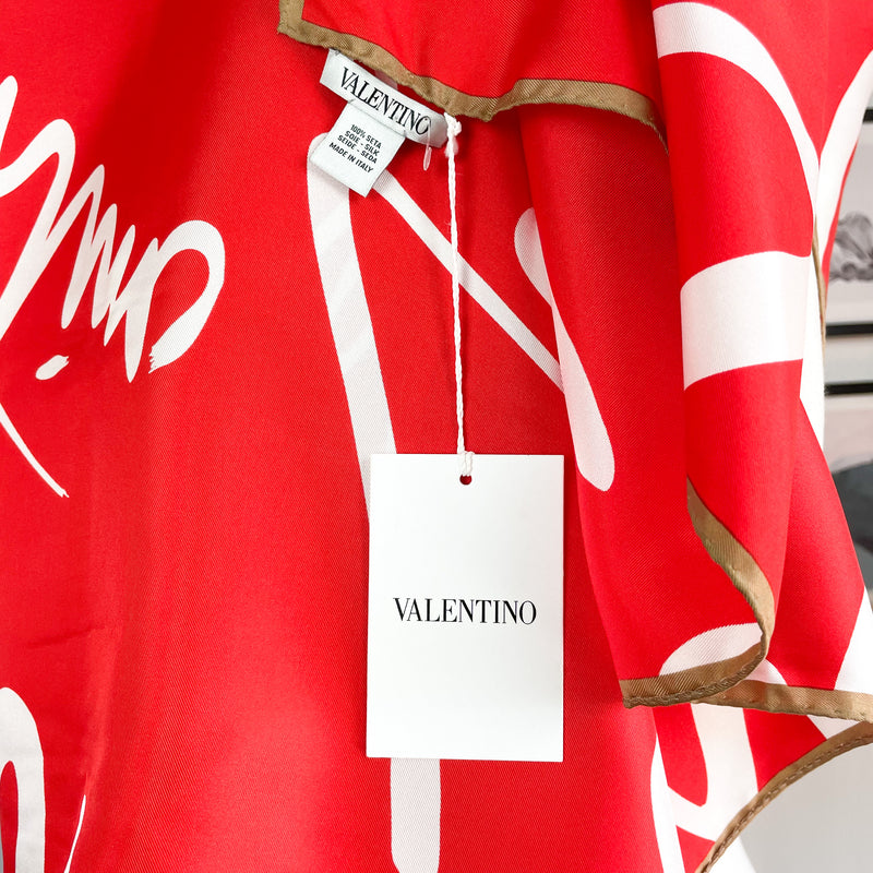 New Valentino Logo Designer Silk Scarf