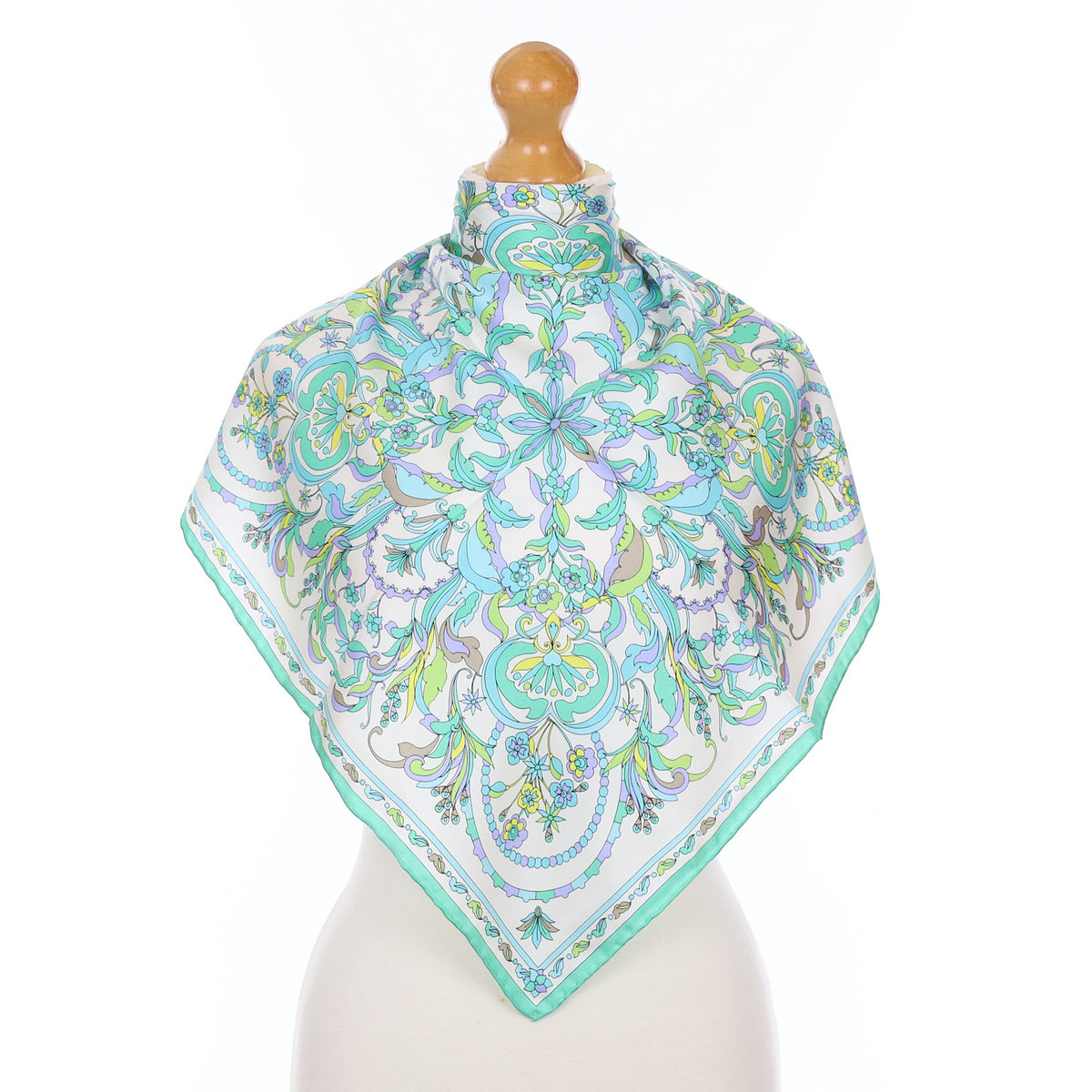 Brand New Aqua Rococo Silk Scarf