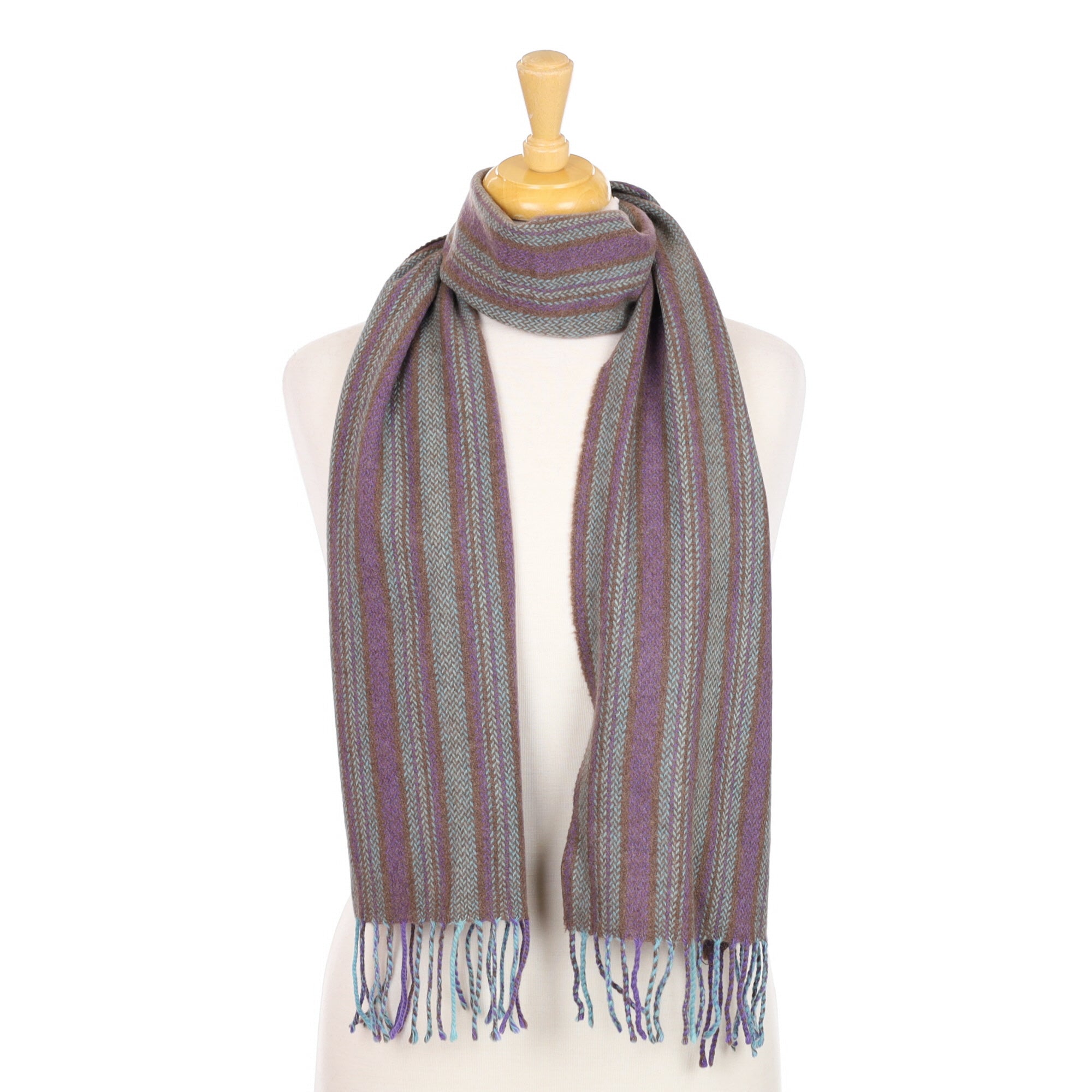 Purple and Aqua Stripe Woven Scarf
