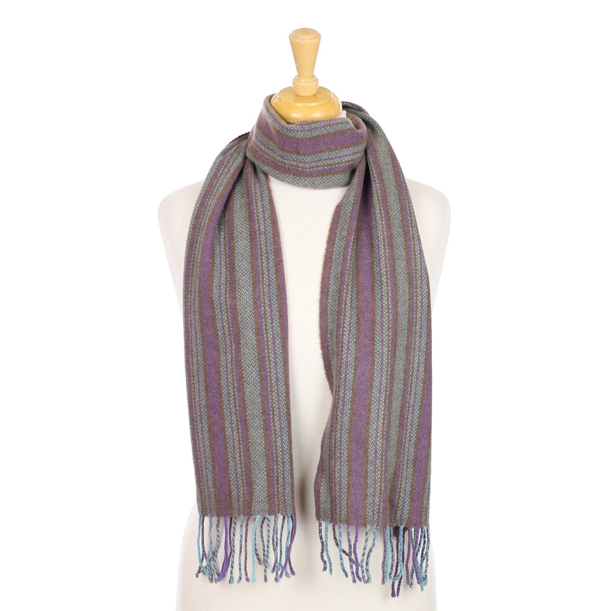 Purple and Aqua Stripe Woven Scarf