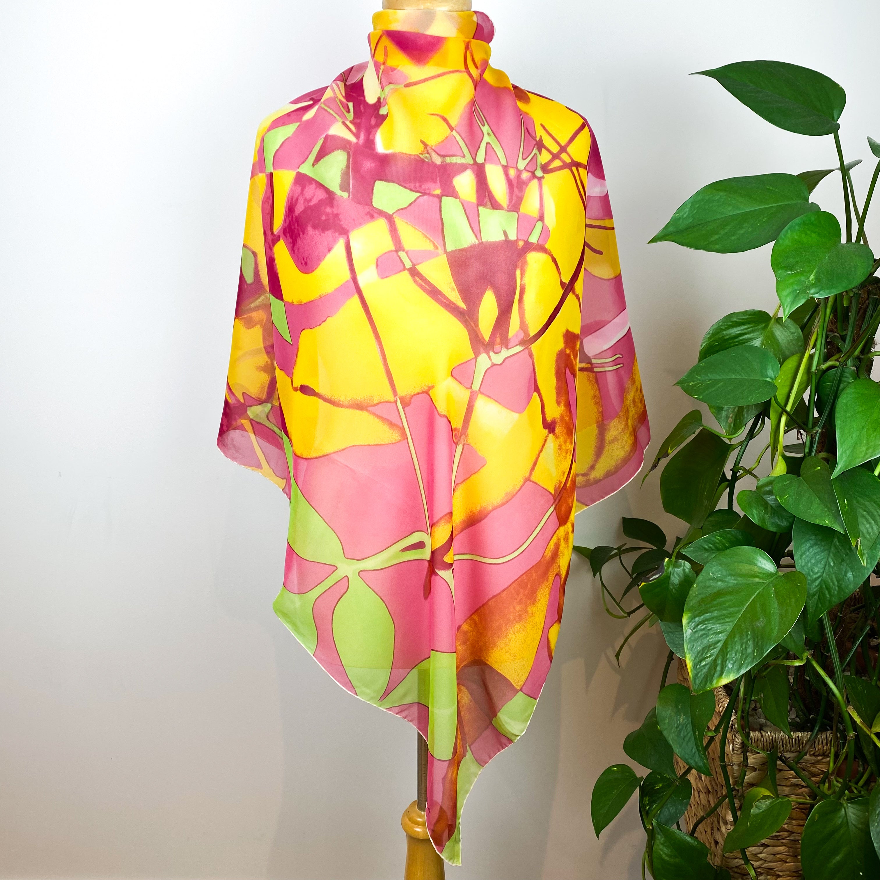 Escada Abstract Chiffon Designer Silk Scarf