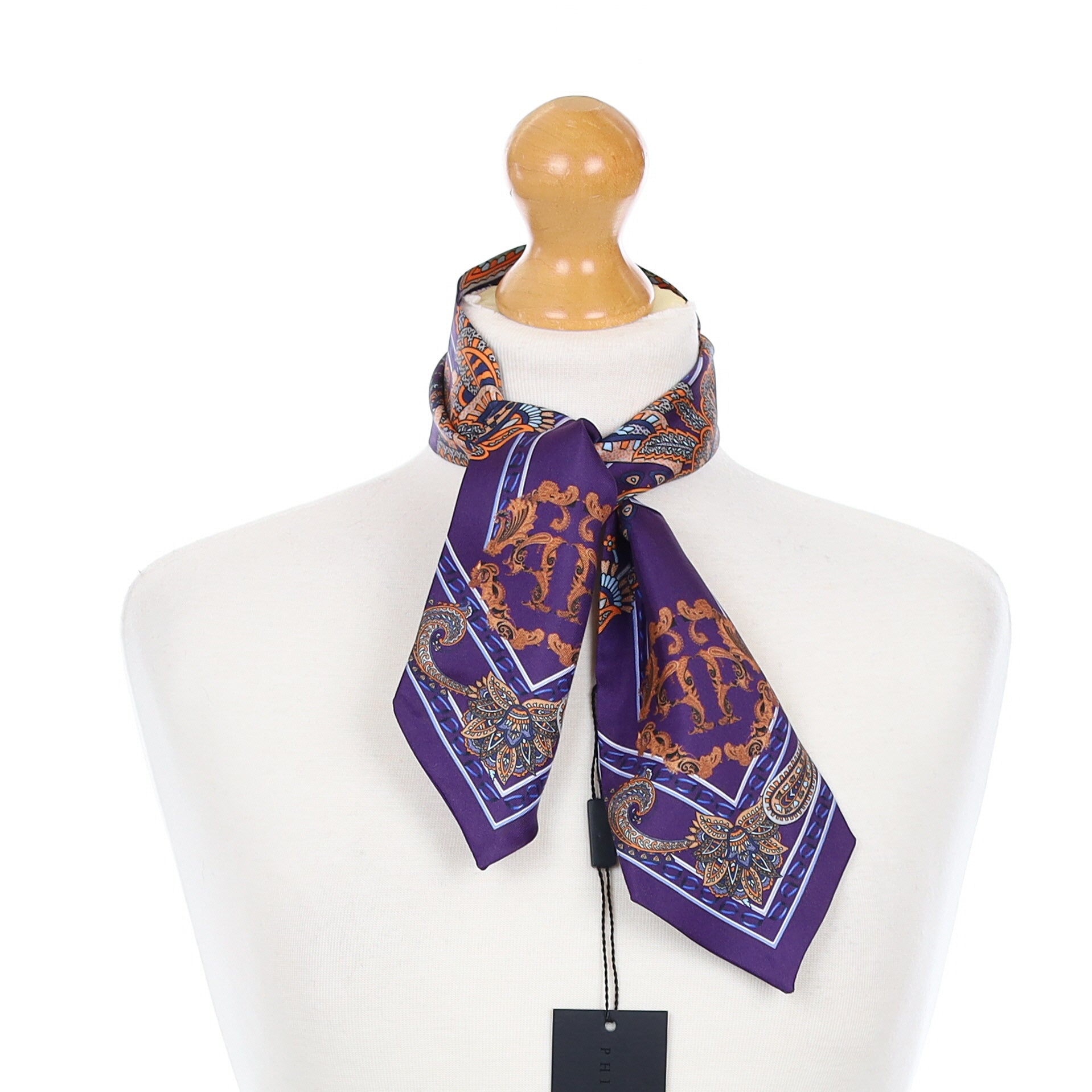 Brand New Philipp Plein Purple Paisley Silk Scarf