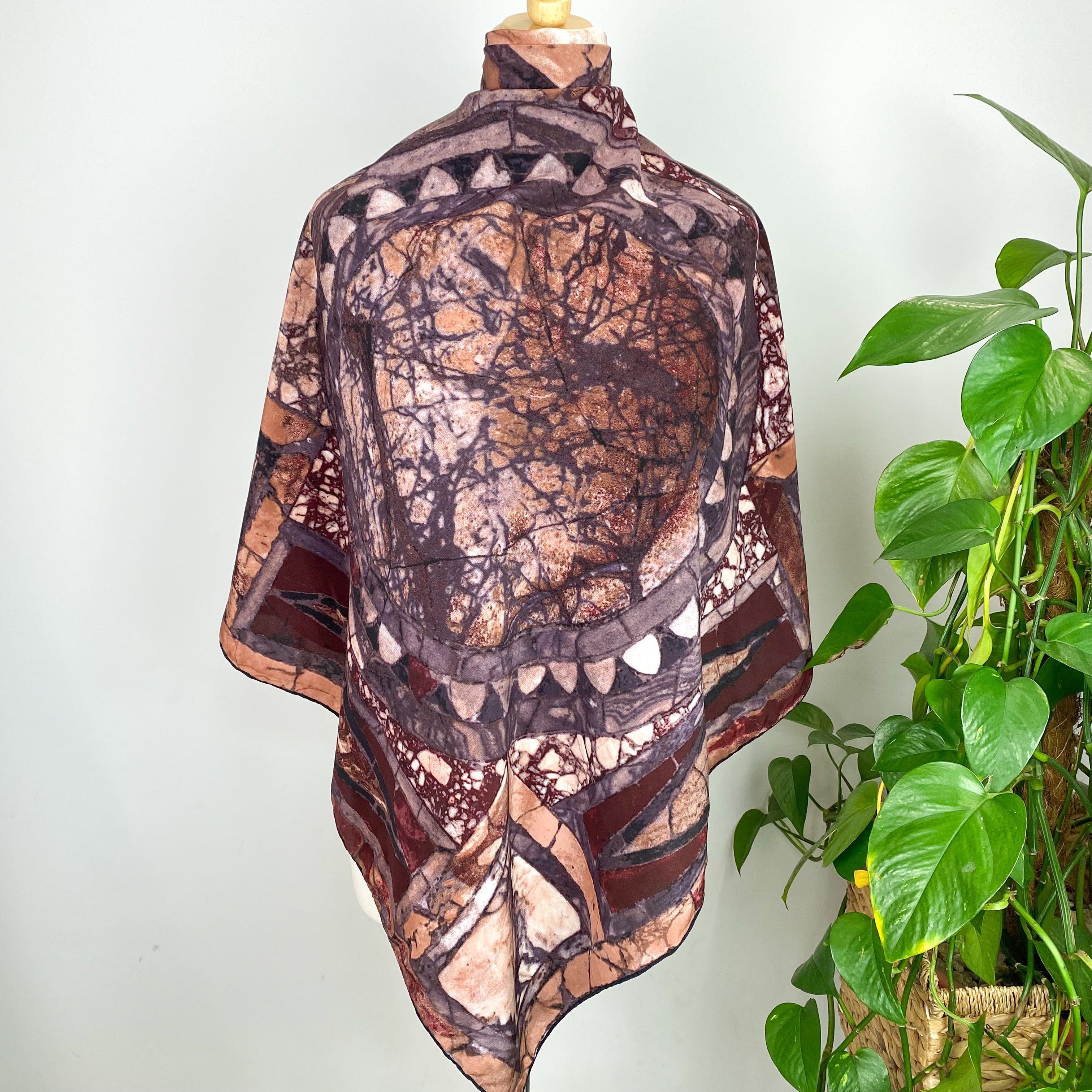Mottled Brown Silk Scarf