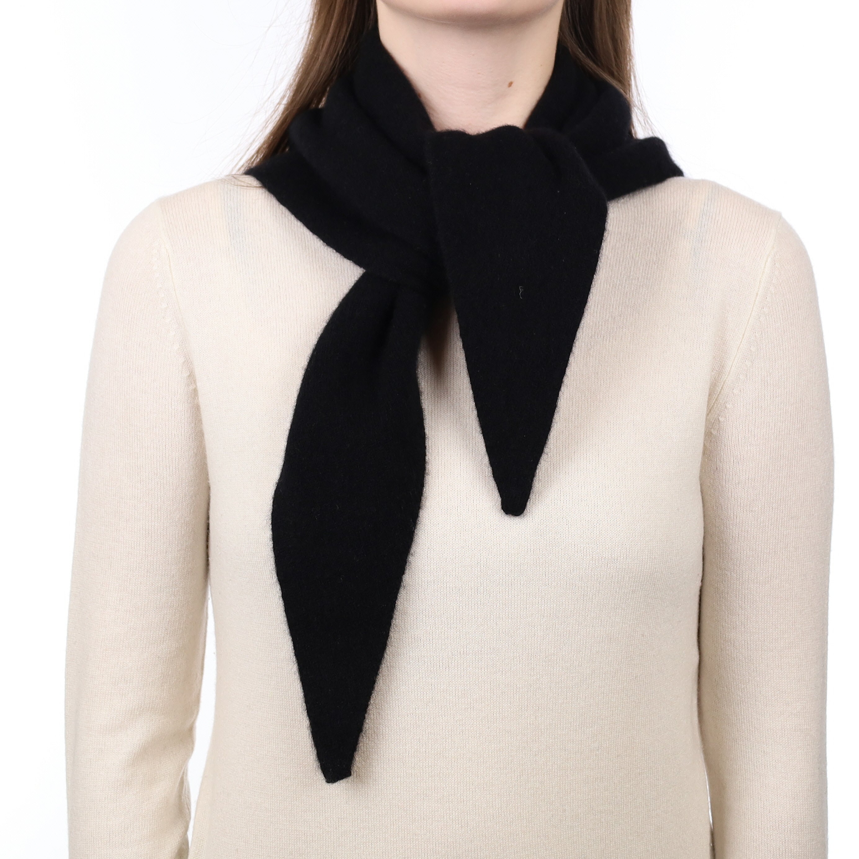 Brand New Black Recycled Cashmere Triangle Scarf