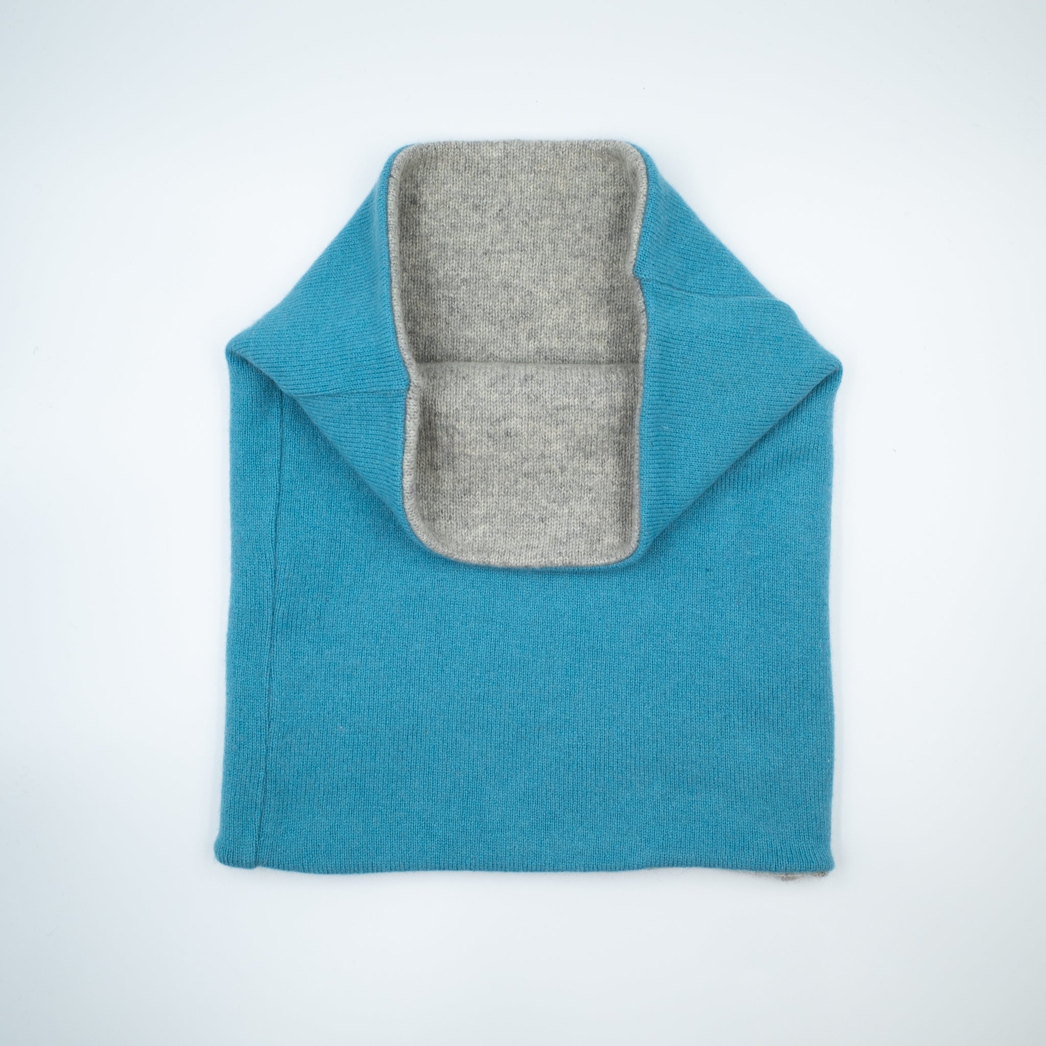 Men’s Sea Blue and Grey Luxury Double Layered Snood