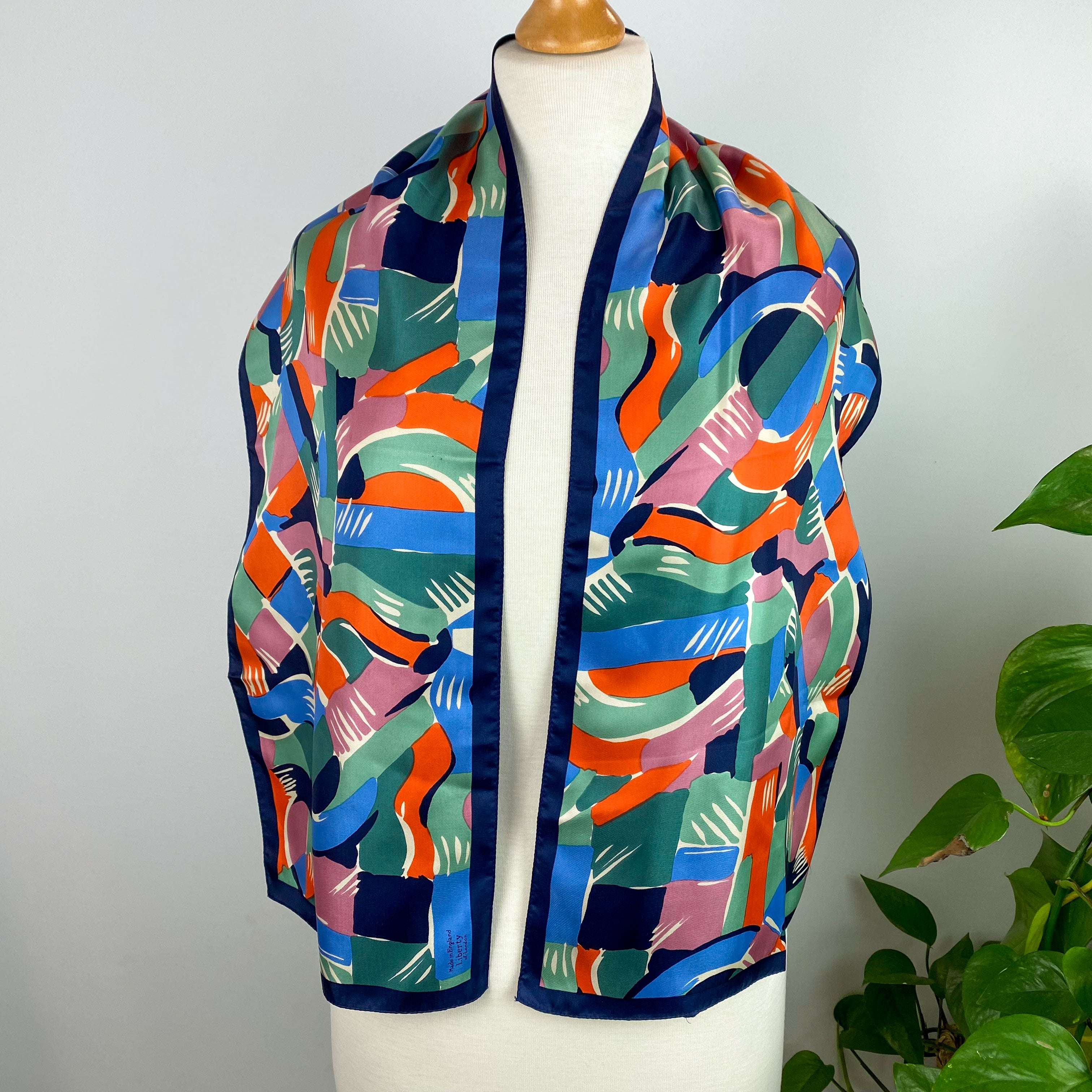 Liberty Abstract Blues Vintage Silk Scarf