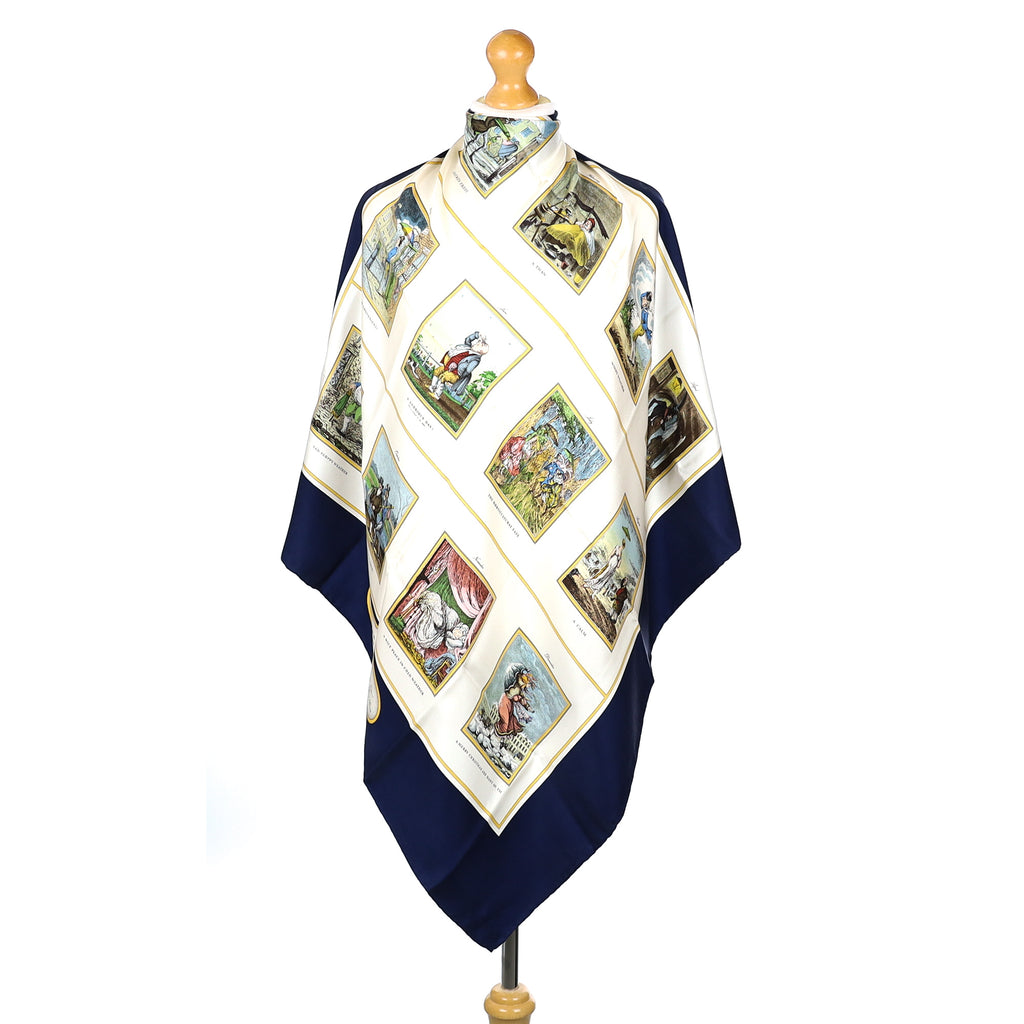 Burberry Illustrated Weather Descriptions Vintage Silk Scarf