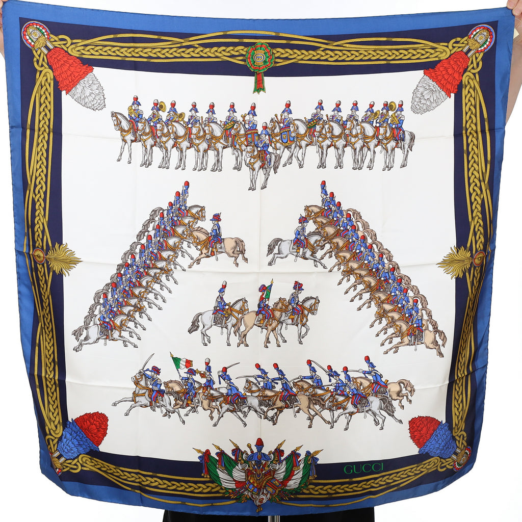 Brand New Gucci Military Design Vintage Silk Scarf