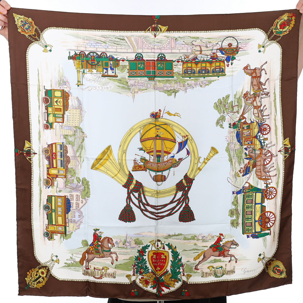 Brand New Gucci Postal Service Design Vintage Silk Scarf