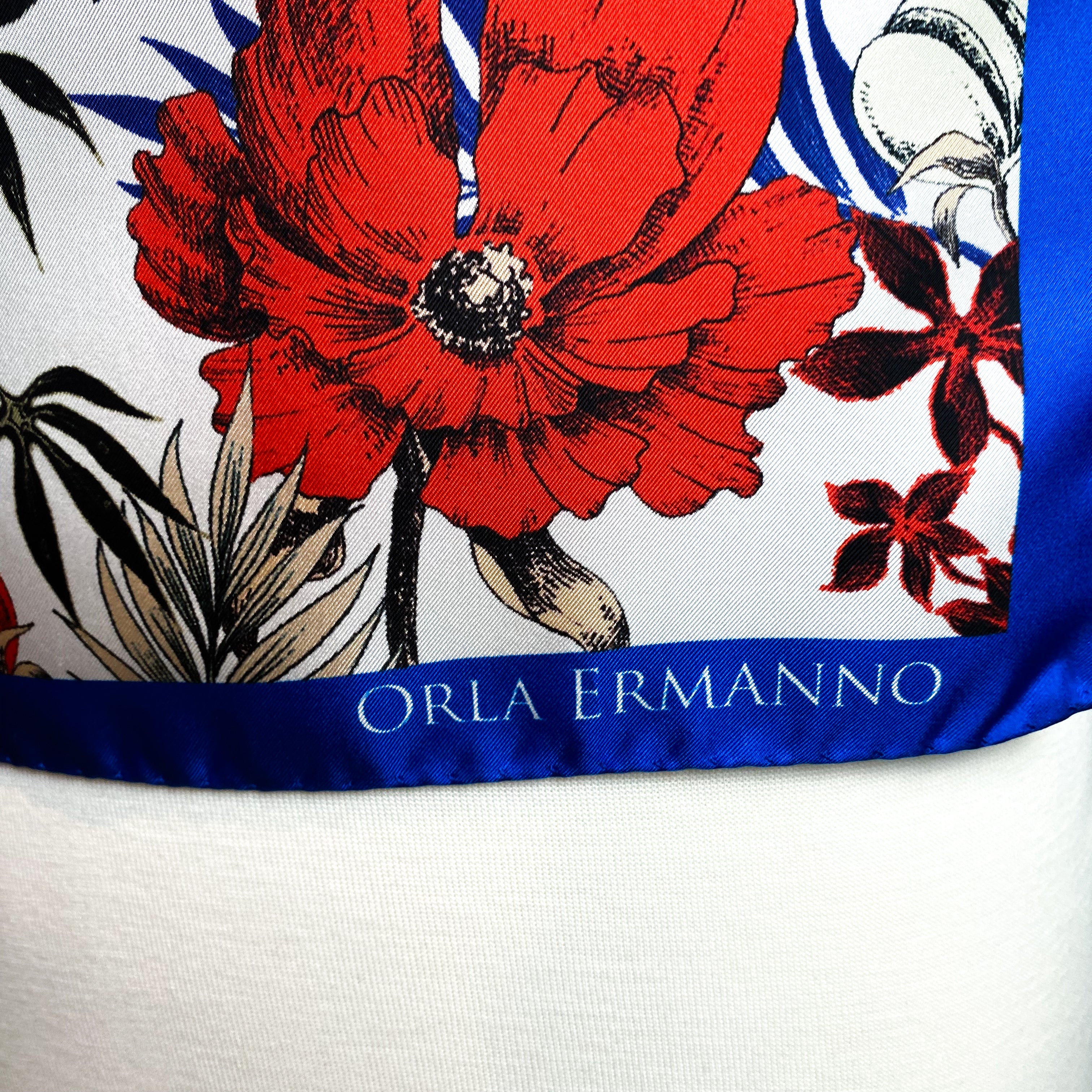 Pretty Italian Floral Silk Scarf