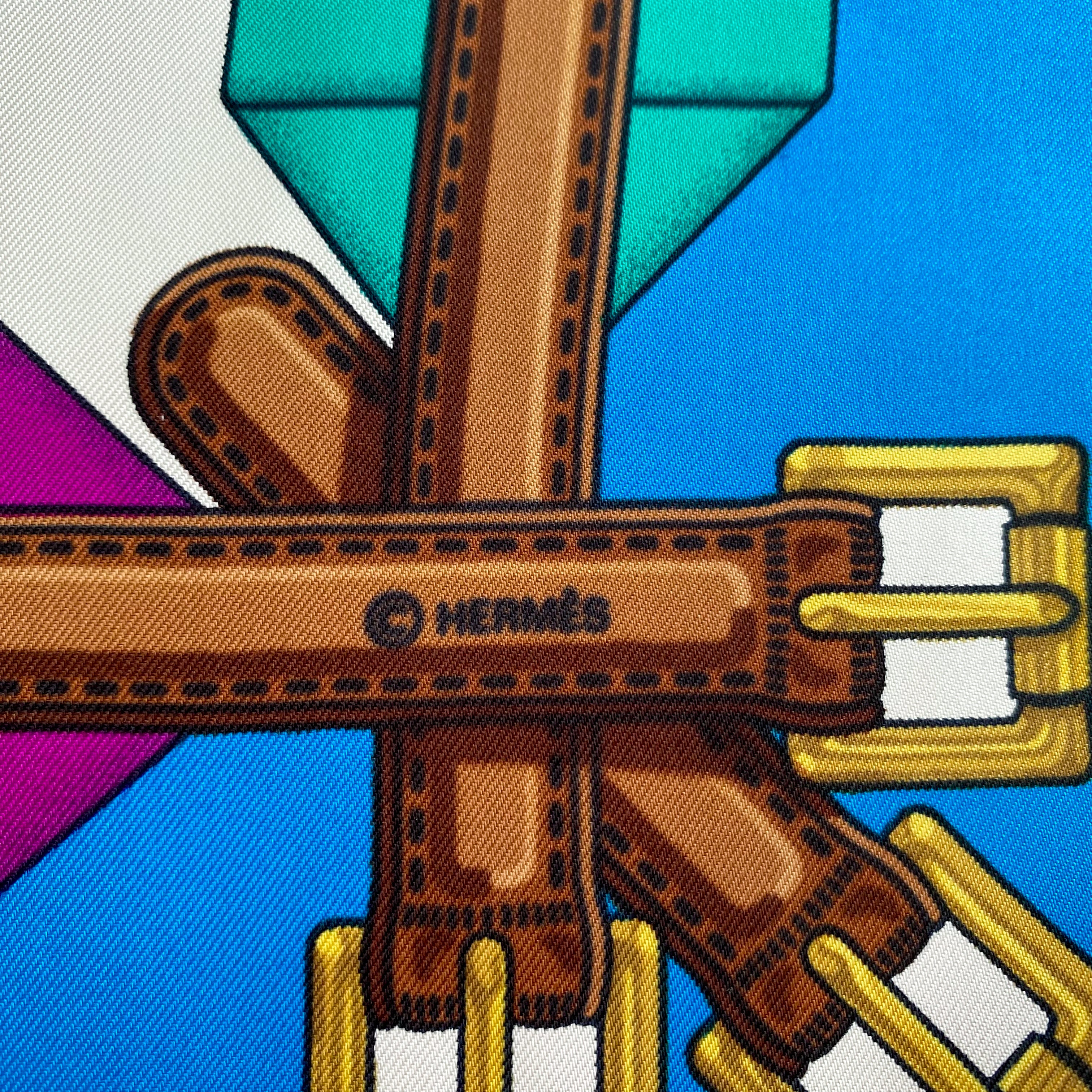 Boxed Hermès Sangles Silk Scarf