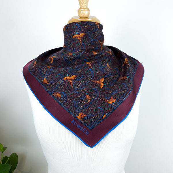 Brand New William & Son Pheasant Silk Hankerchief
