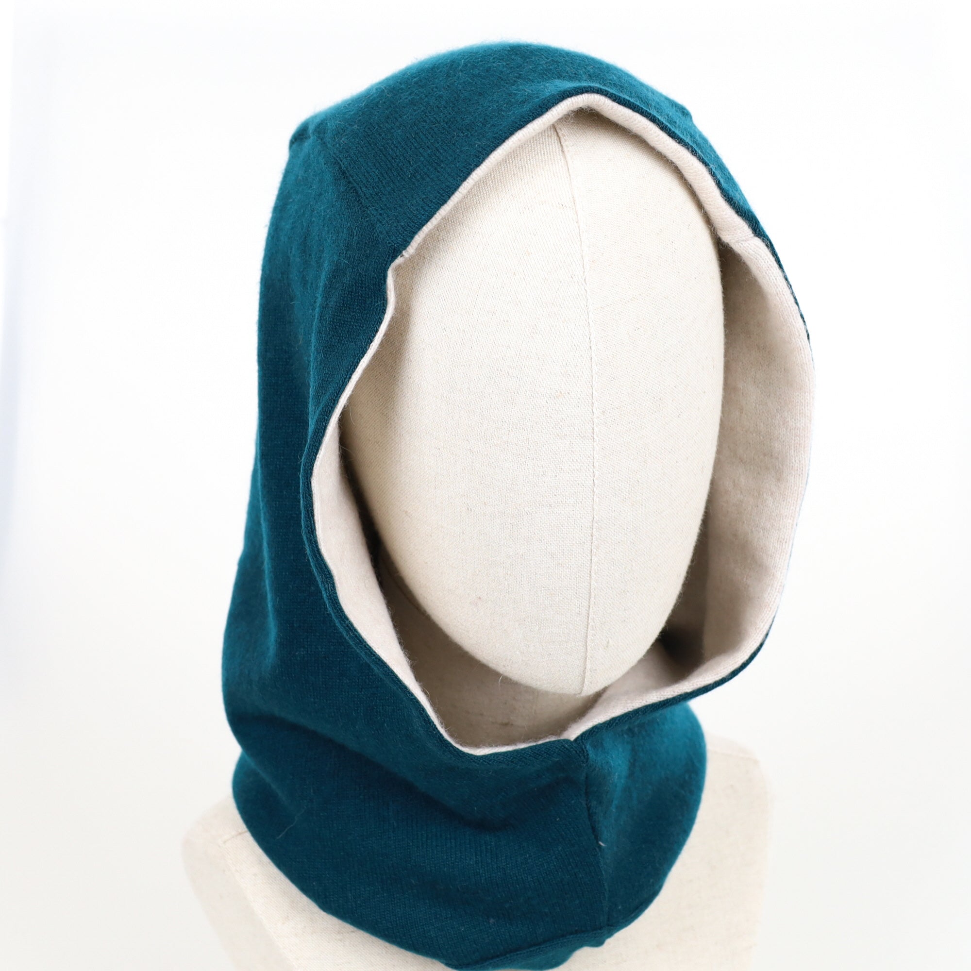 Bottle Green and Cream Luxury Reversible Cashmere Hood Unisex