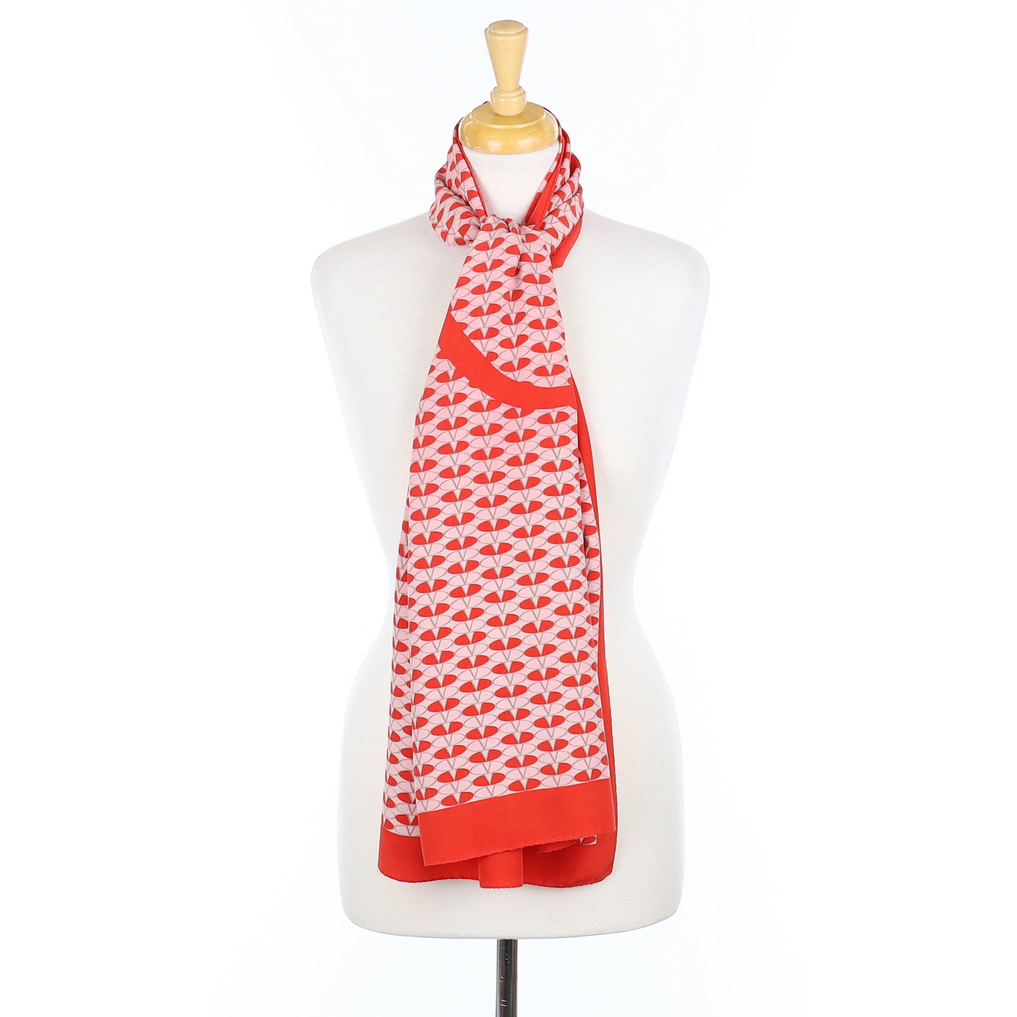 Immaculate Italian Red and Pink Long Silk Scarf