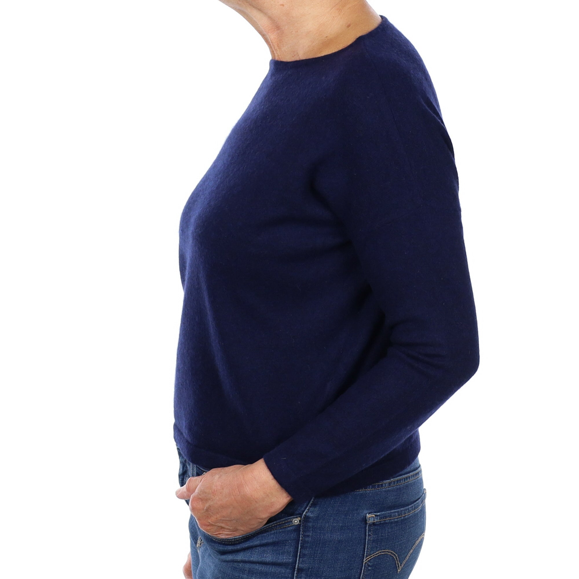 French Navy Cashmere Crew Neck Jumper Medium