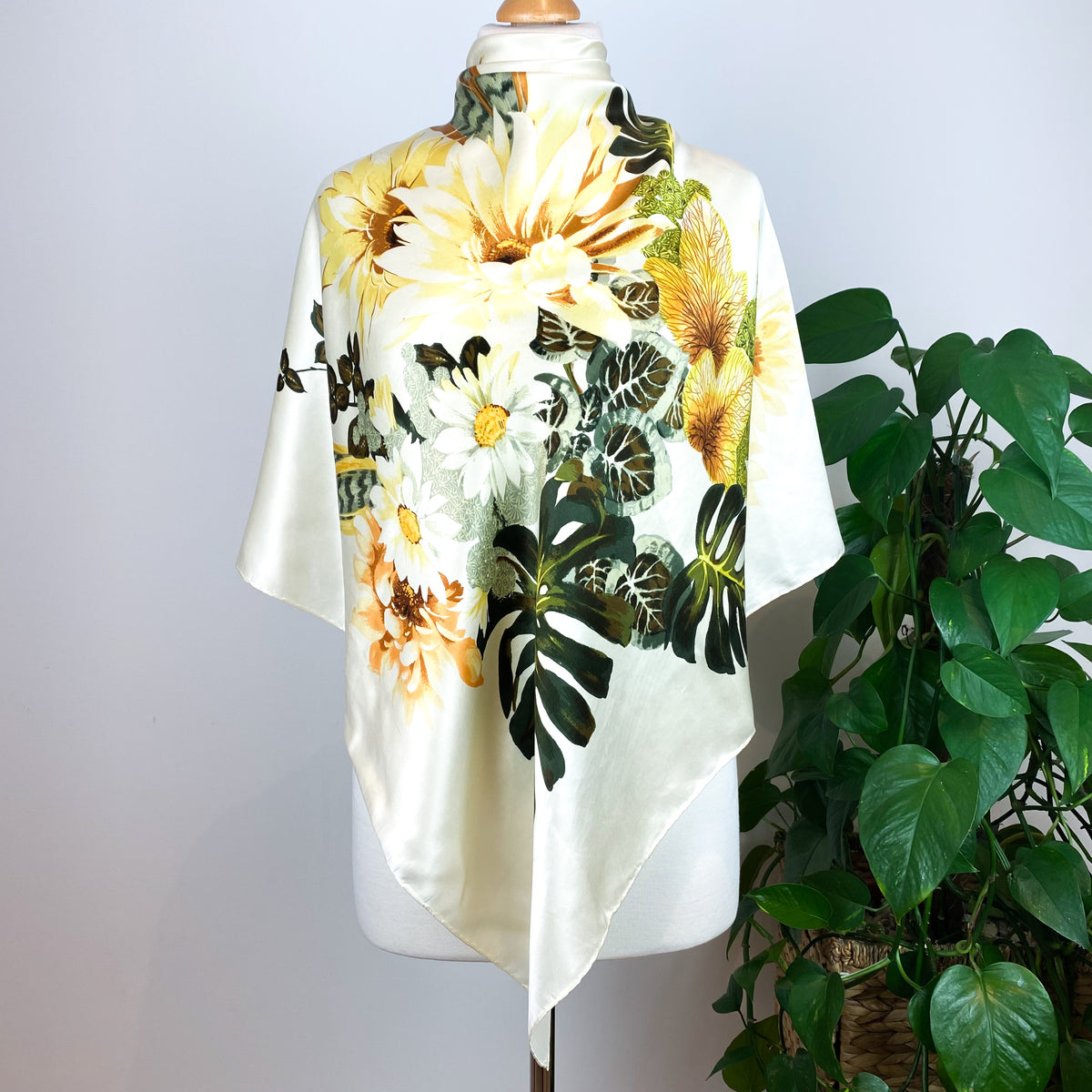 Botanical Satin Silk Scarf