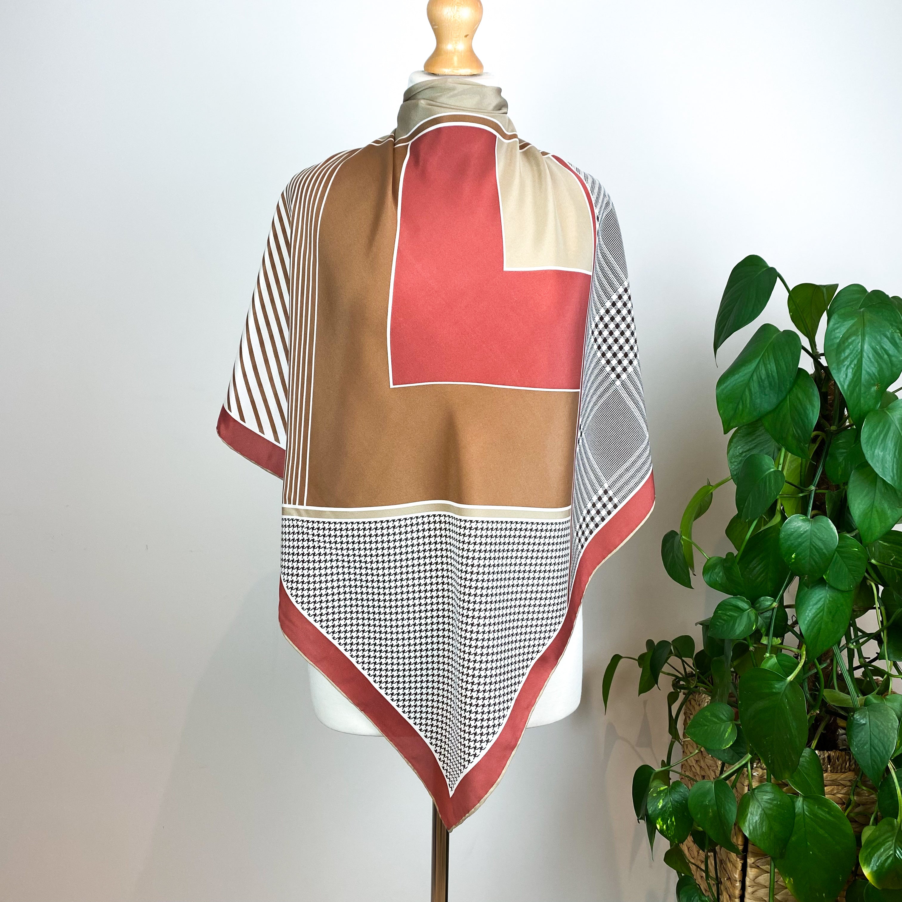 Geometric Vintage Silk Scarf