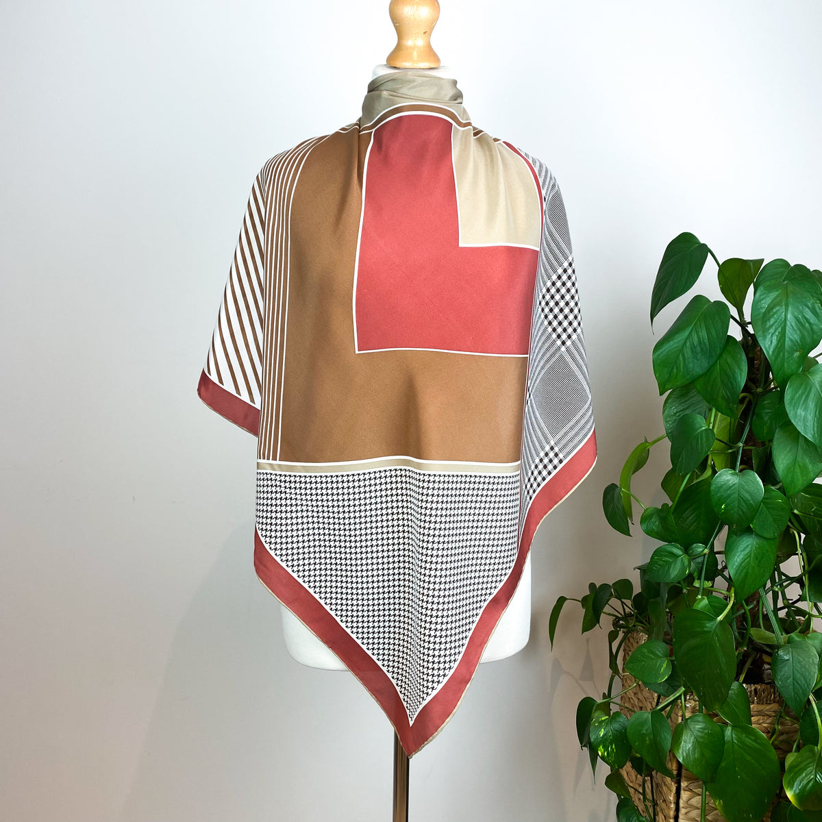 Geometric Vintage Silk Scarf
