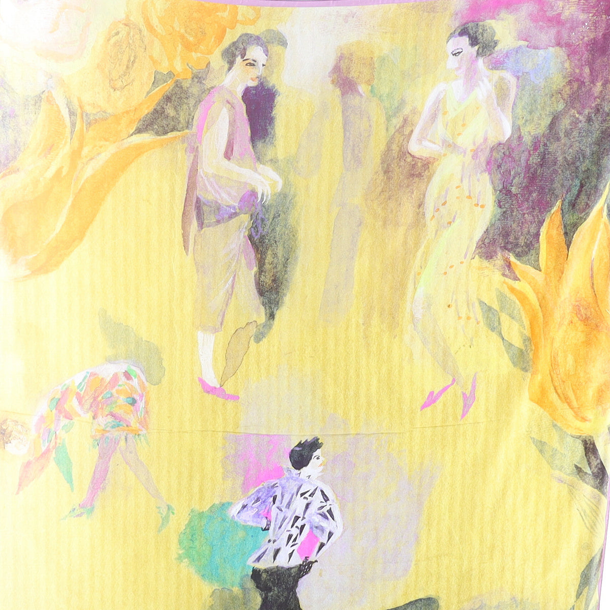 Large Abstract Ochre Wrap Style Silk Scarf