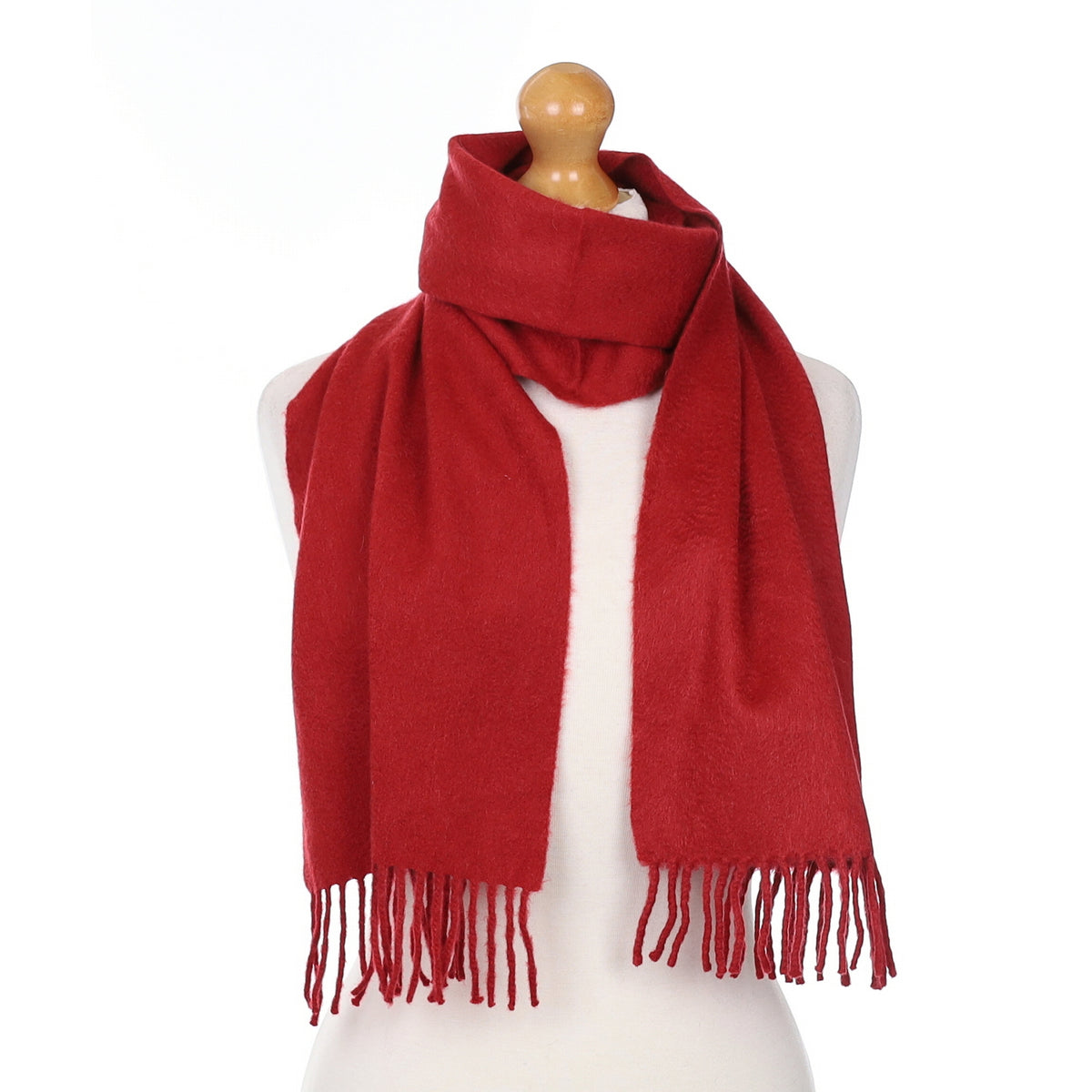 Crimson Red Cashmere Woven Scarf