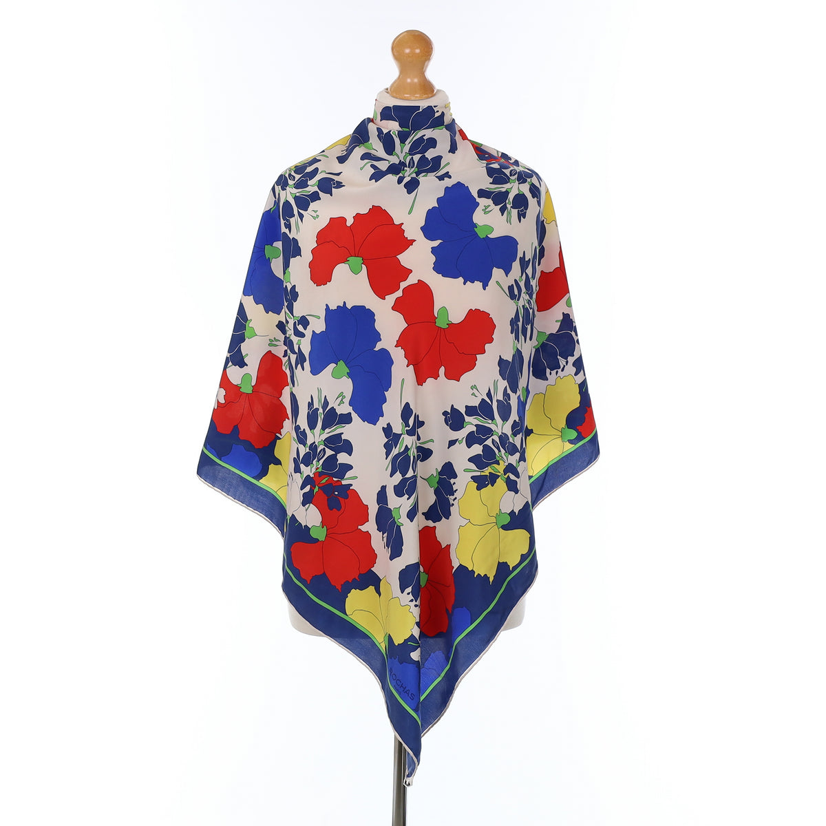 Rochas Navy Floral Vintage Silk Scarf