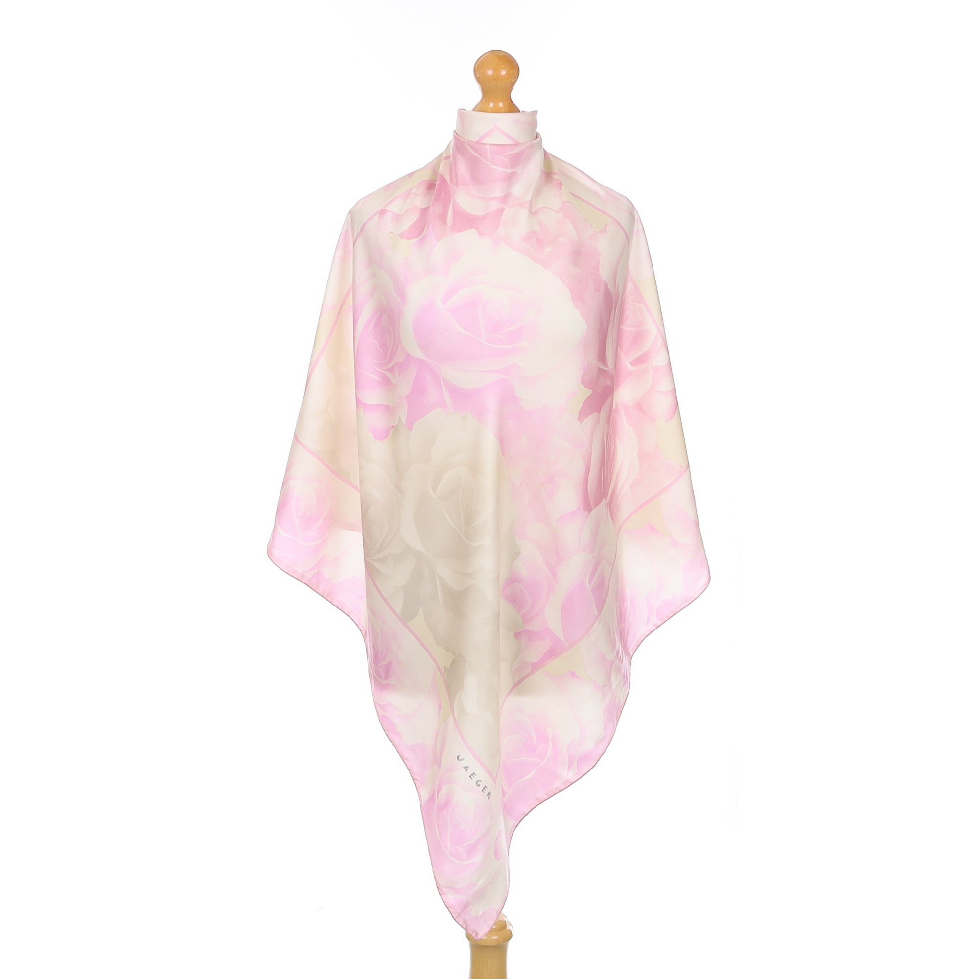 Jaeger Pink Rose Vintage Silk Scarf