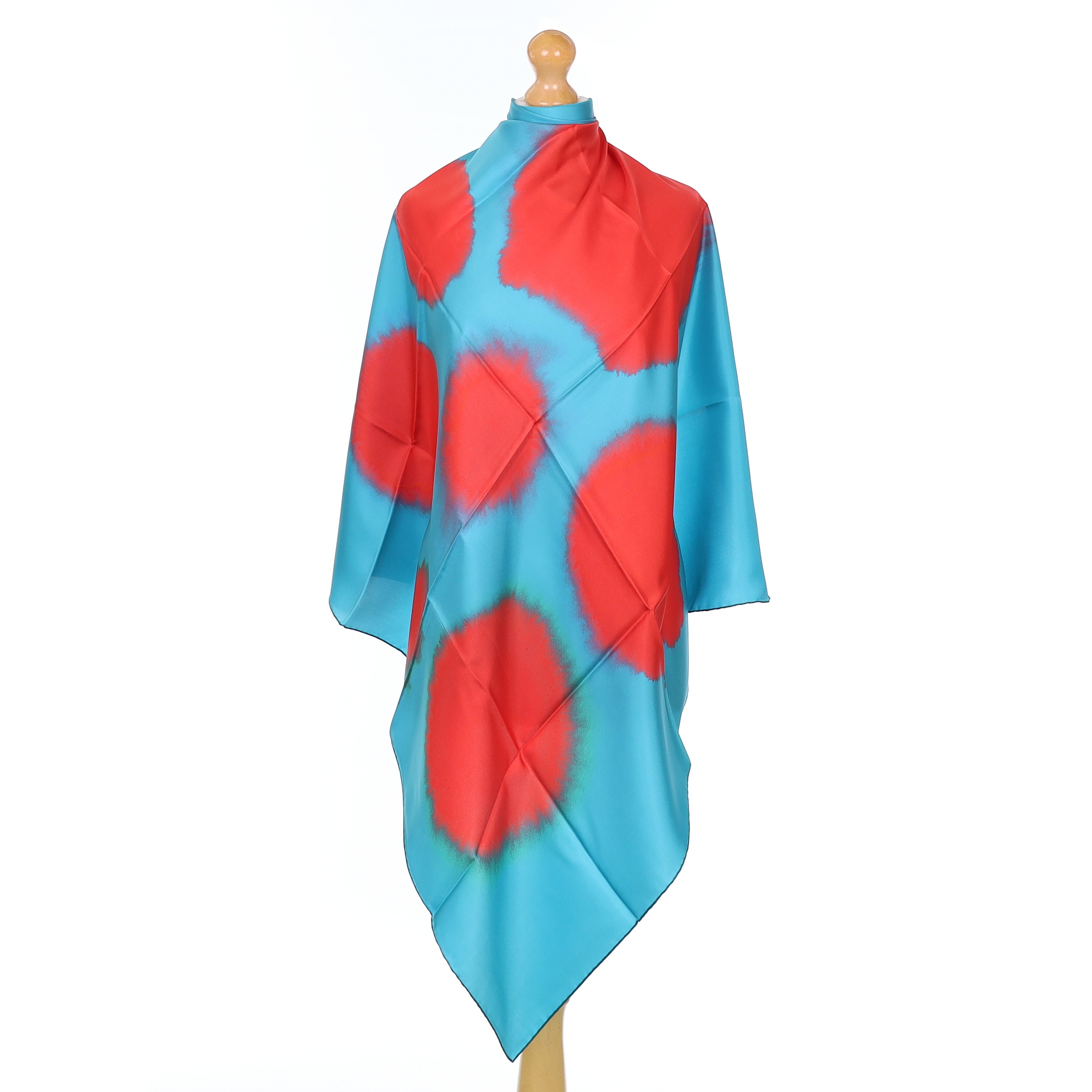 Brand New Italian Turquoise Colour Run Design Silk Scarf