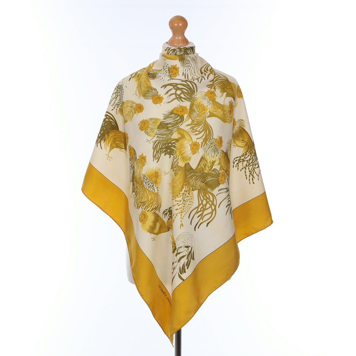 Hermès Les Coqs Vintage Silk Scarf Rare