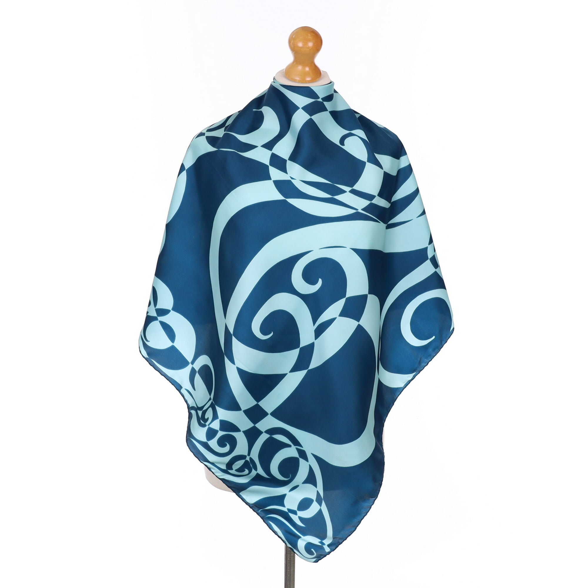 Italian Abstract Turquoise Silk Scarf