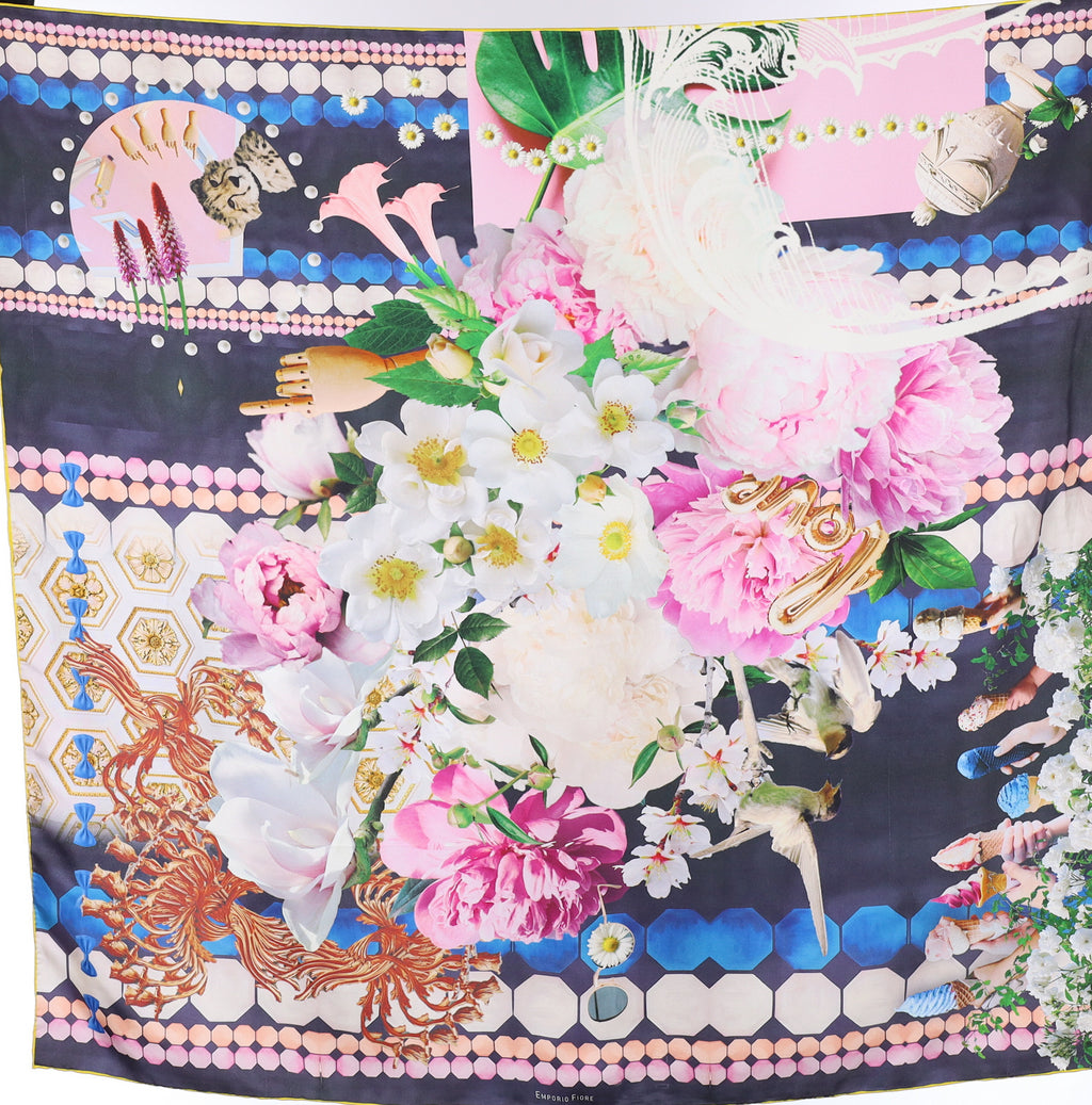 Artistic Floral Silk Scarf