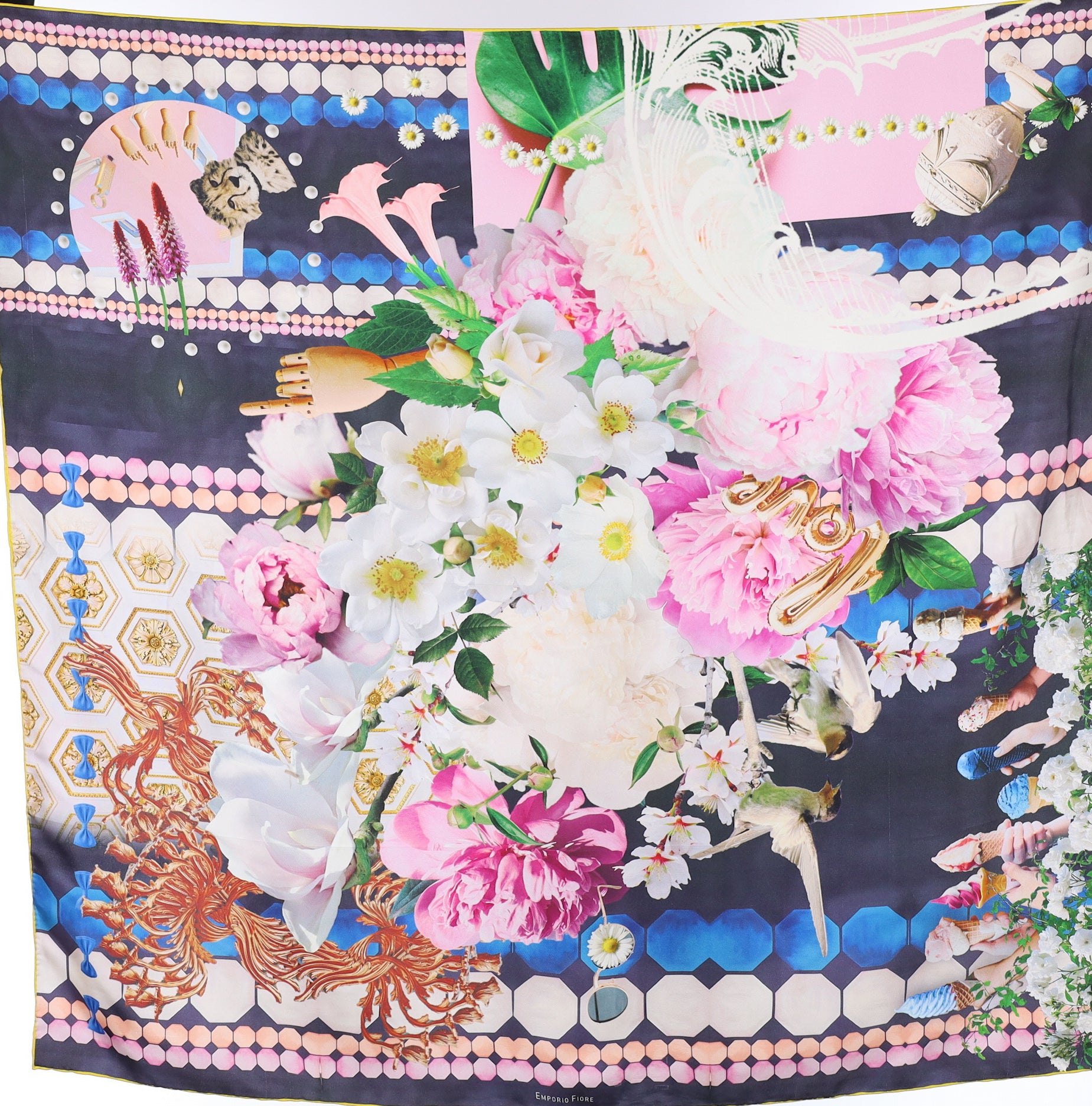 Artistic Floral Silk Scarf