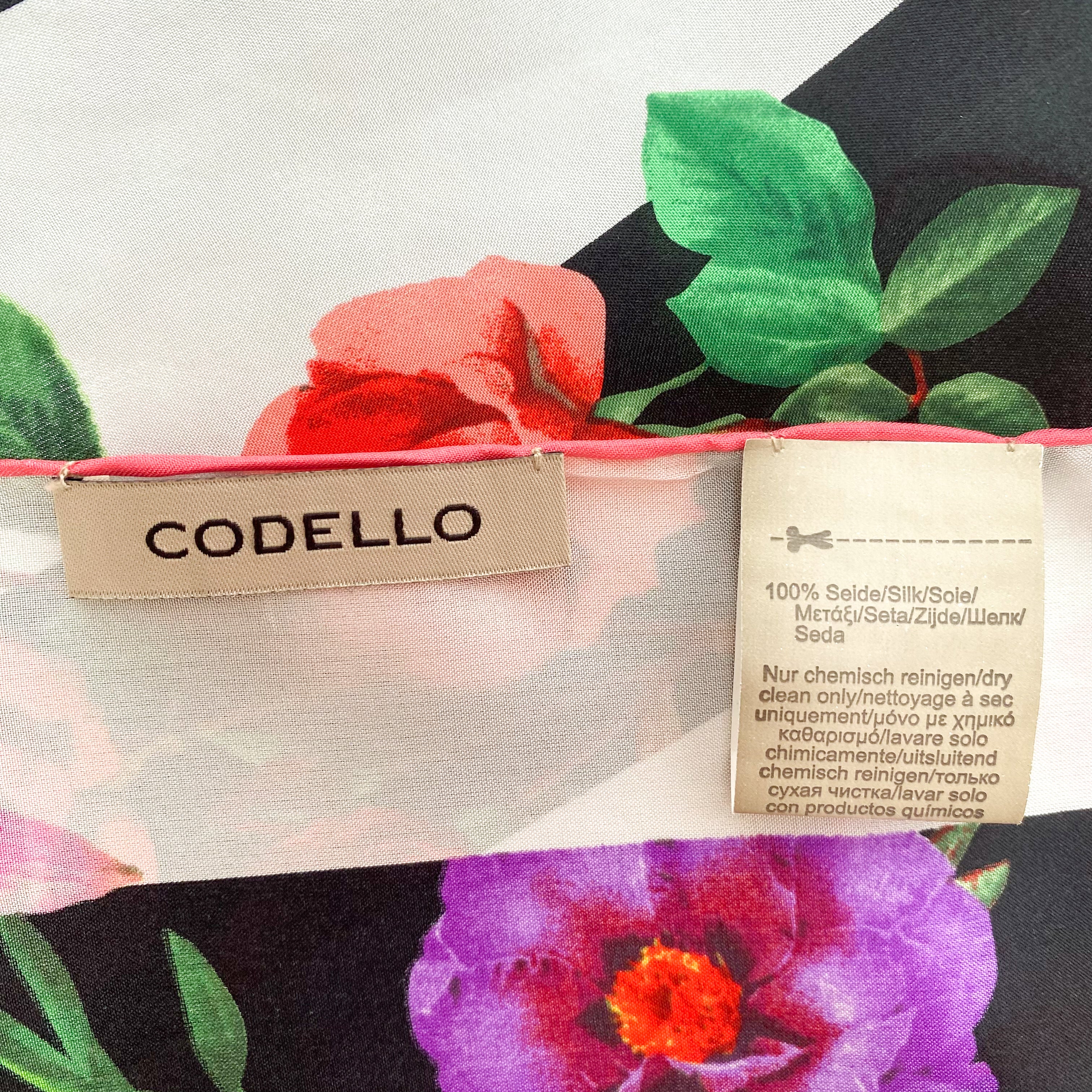 Codello Long Floral Silk Scarf
