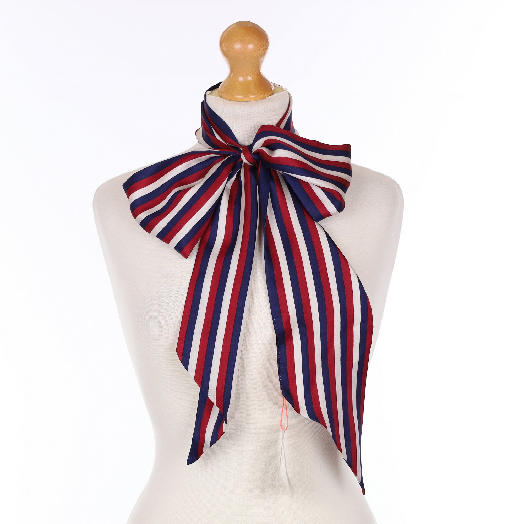 Brand New Beck Söndergaard Navy & Burgundy Striped Silk Scarf