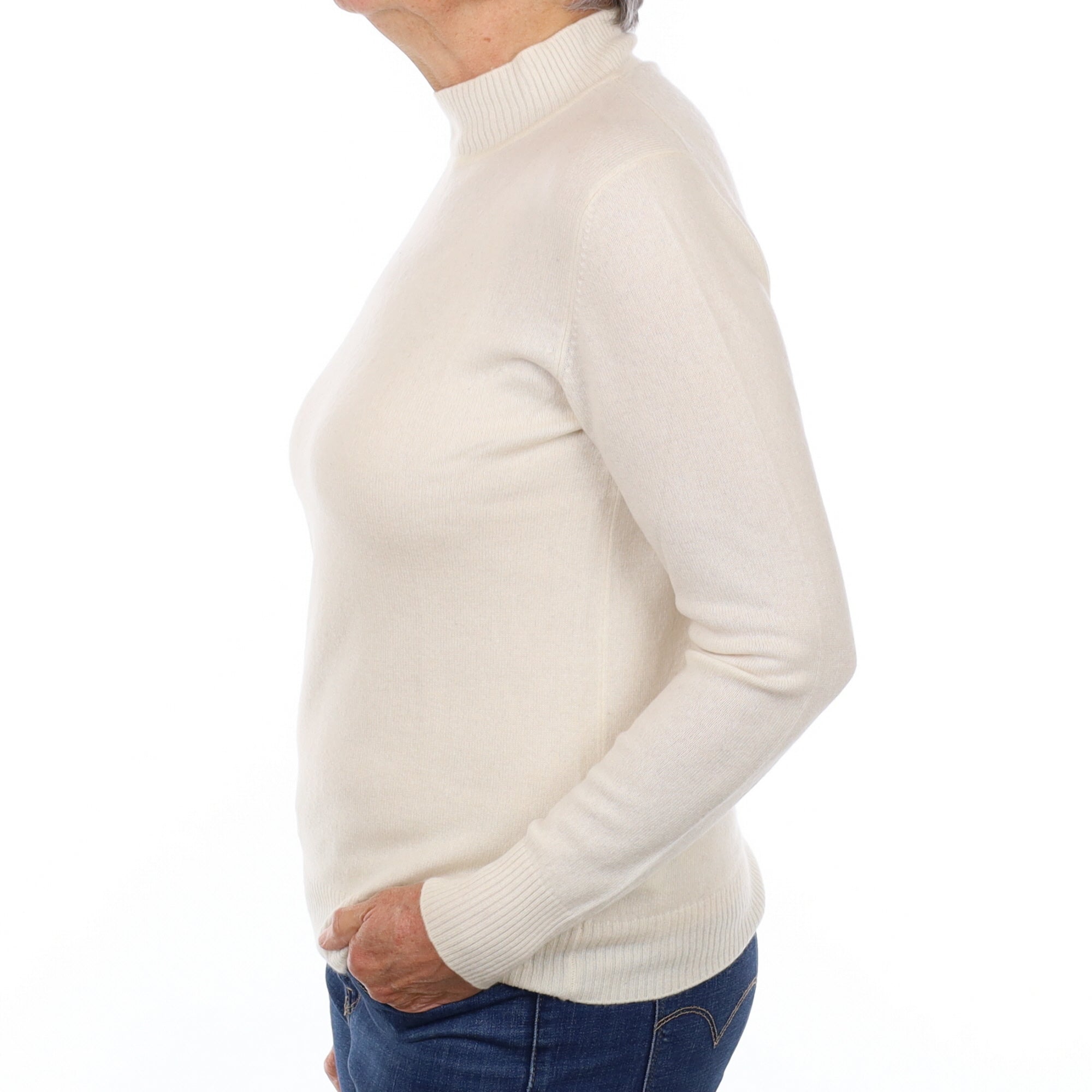 Vanilla Cream Cashmere Turtle Neck Jumper Medium