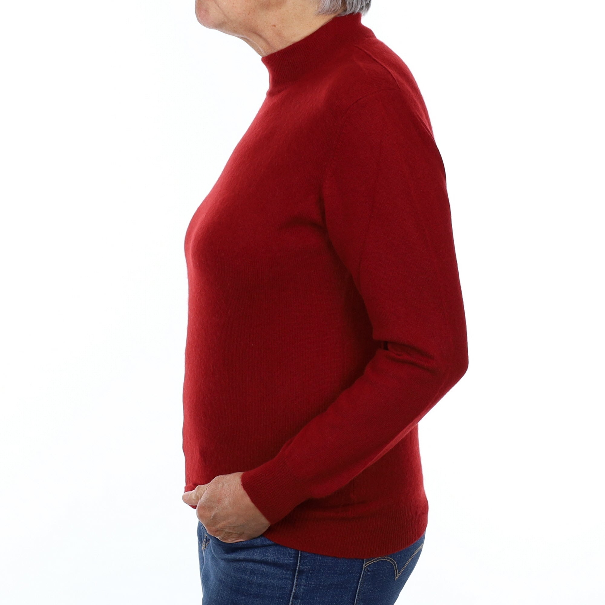 Crimson Red Cashmere Turtle Neck Jumper Medium