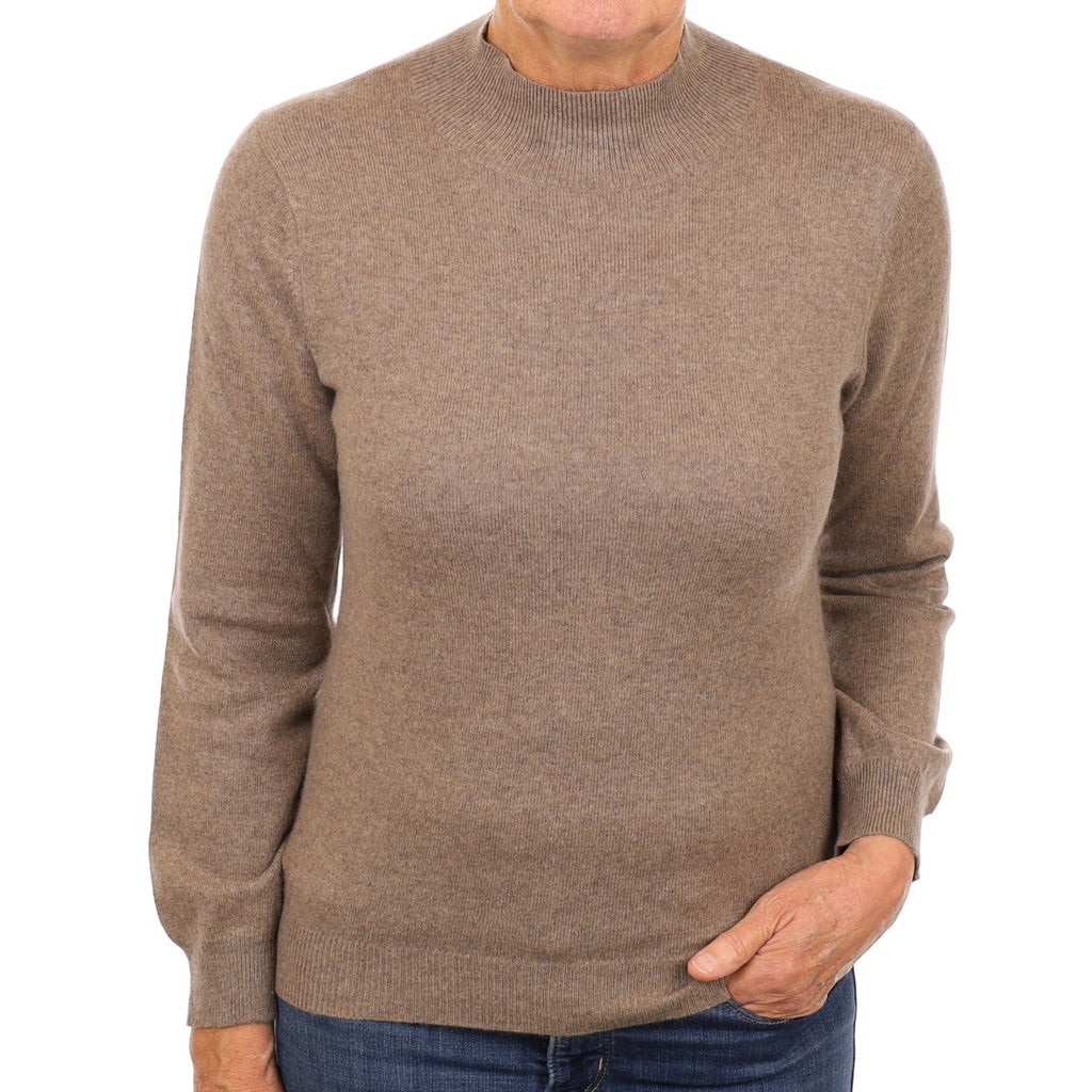 Mocha Brown Cashmere Polo Neck Jumper Medium