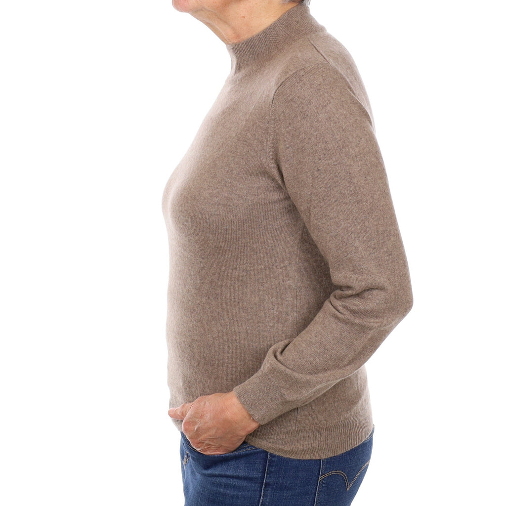 Mocha Brown Cashmere Polo Neck Jumper Medium