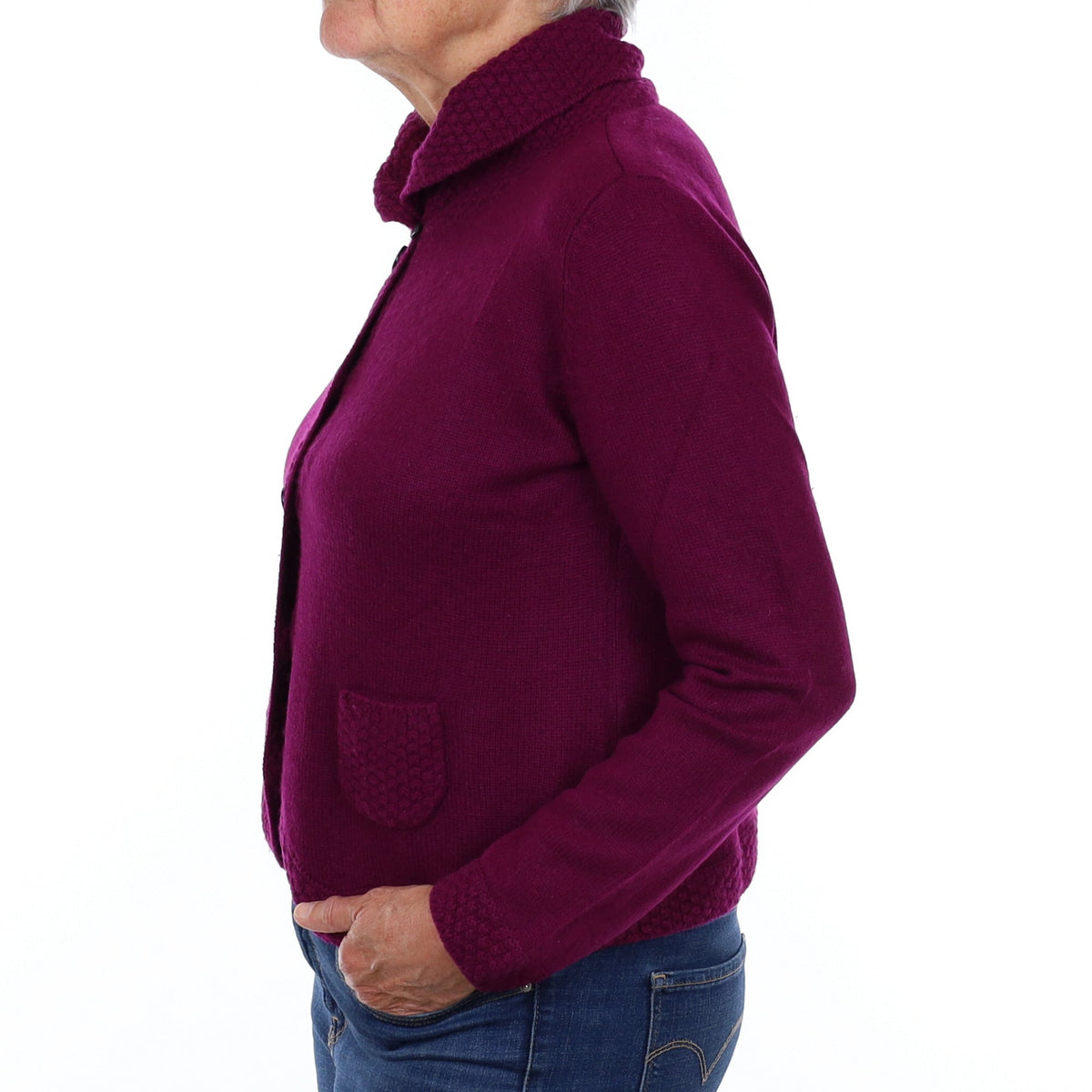Fig Purple Cashmere Shawl Collar Jacket Medium