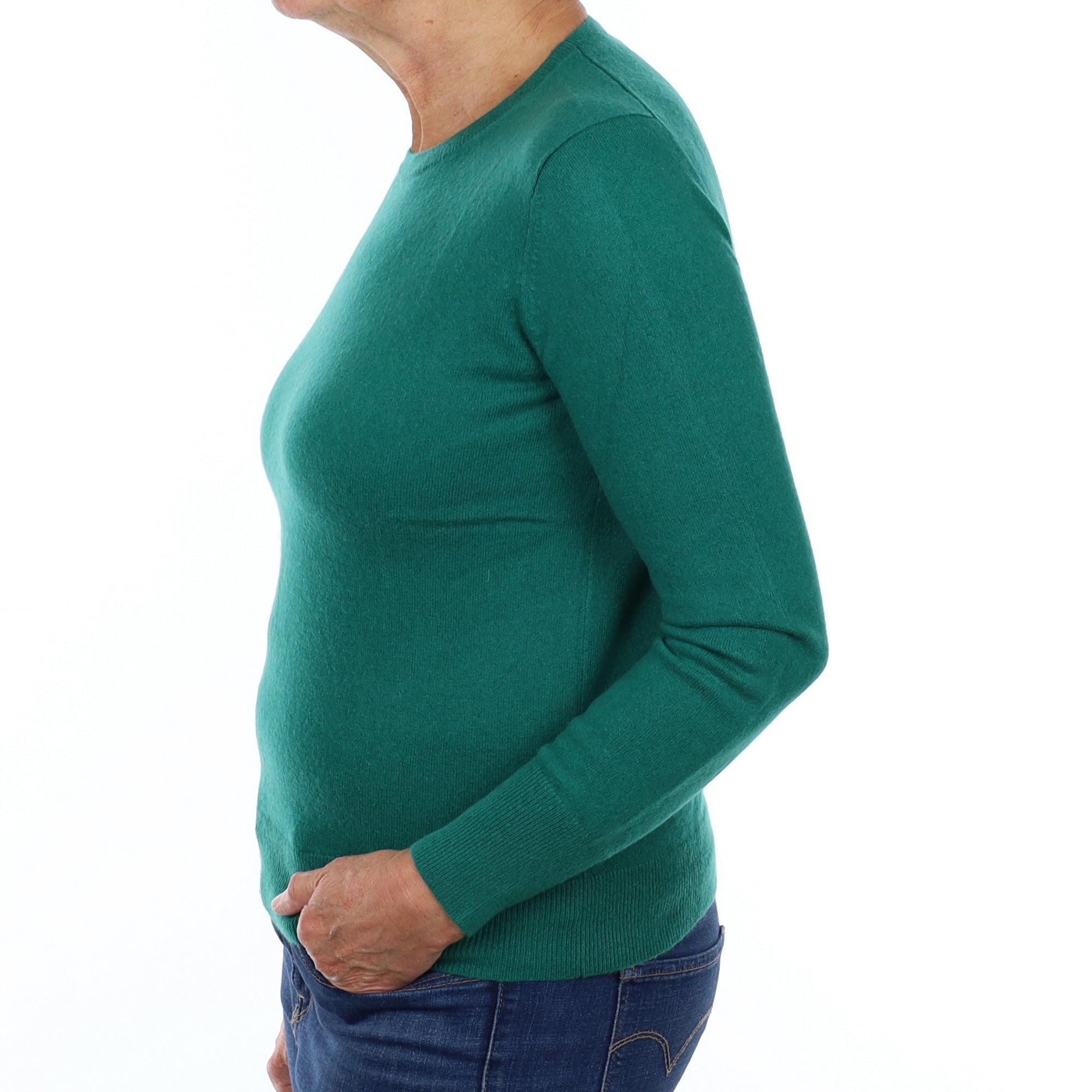 Emerald Green Cashmere Crew Neck Jumper Medium