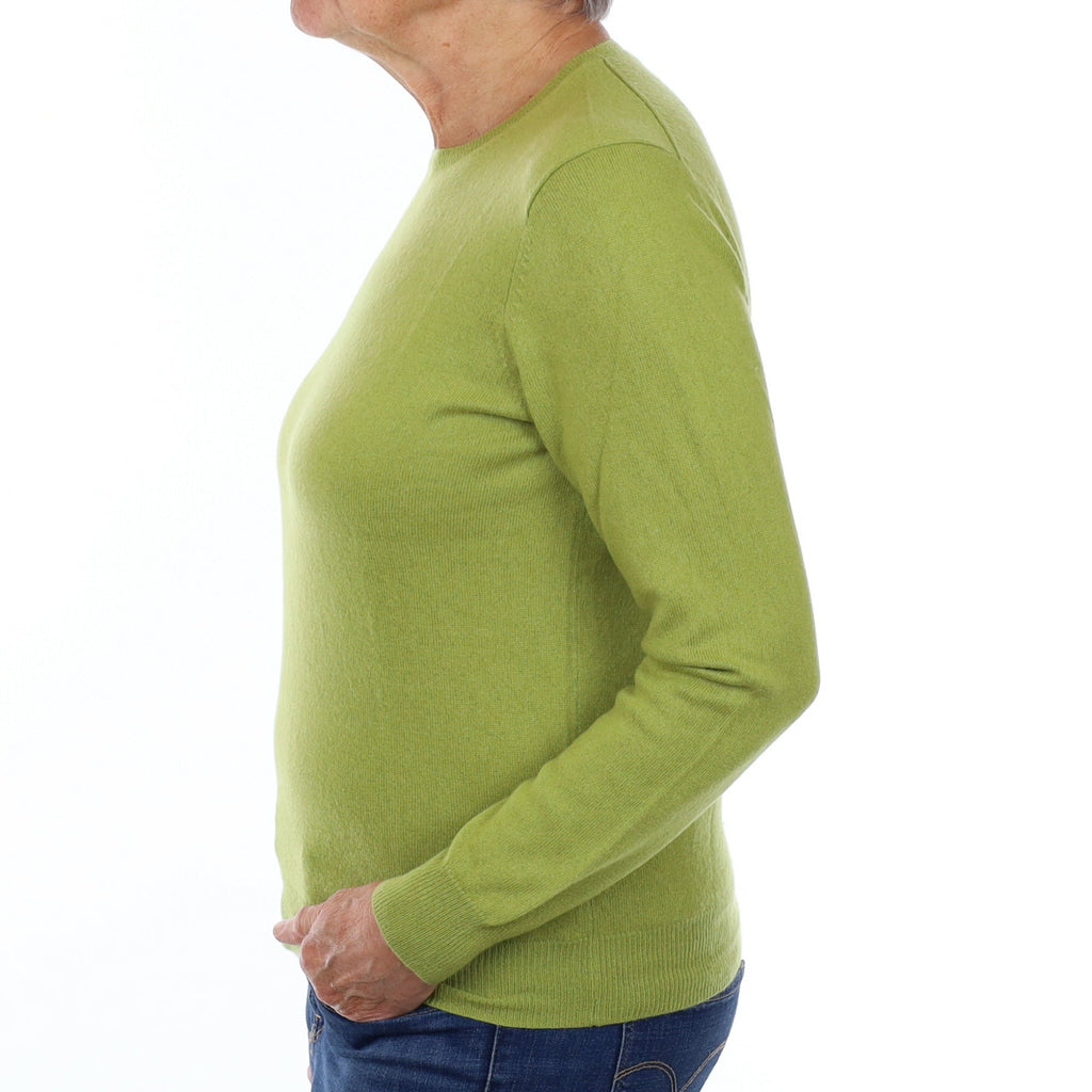 Lichen Green Cashmere Crew Neck Jumper Medium