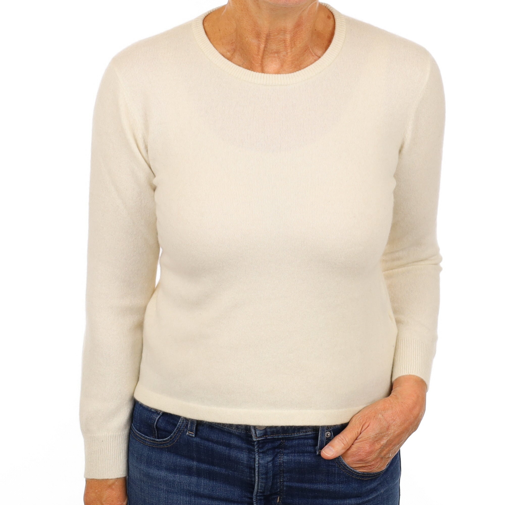Vanilla Cream Cashmere Crew Neck Jumper Medium