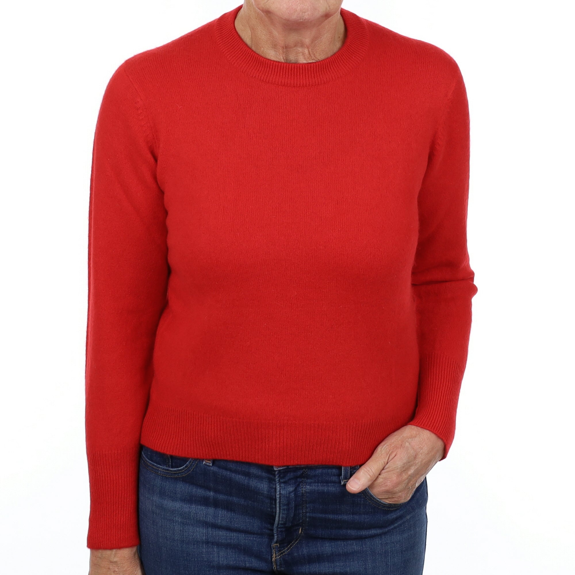 Scarlet Red Cashmere Crew Neck Jumper Medium