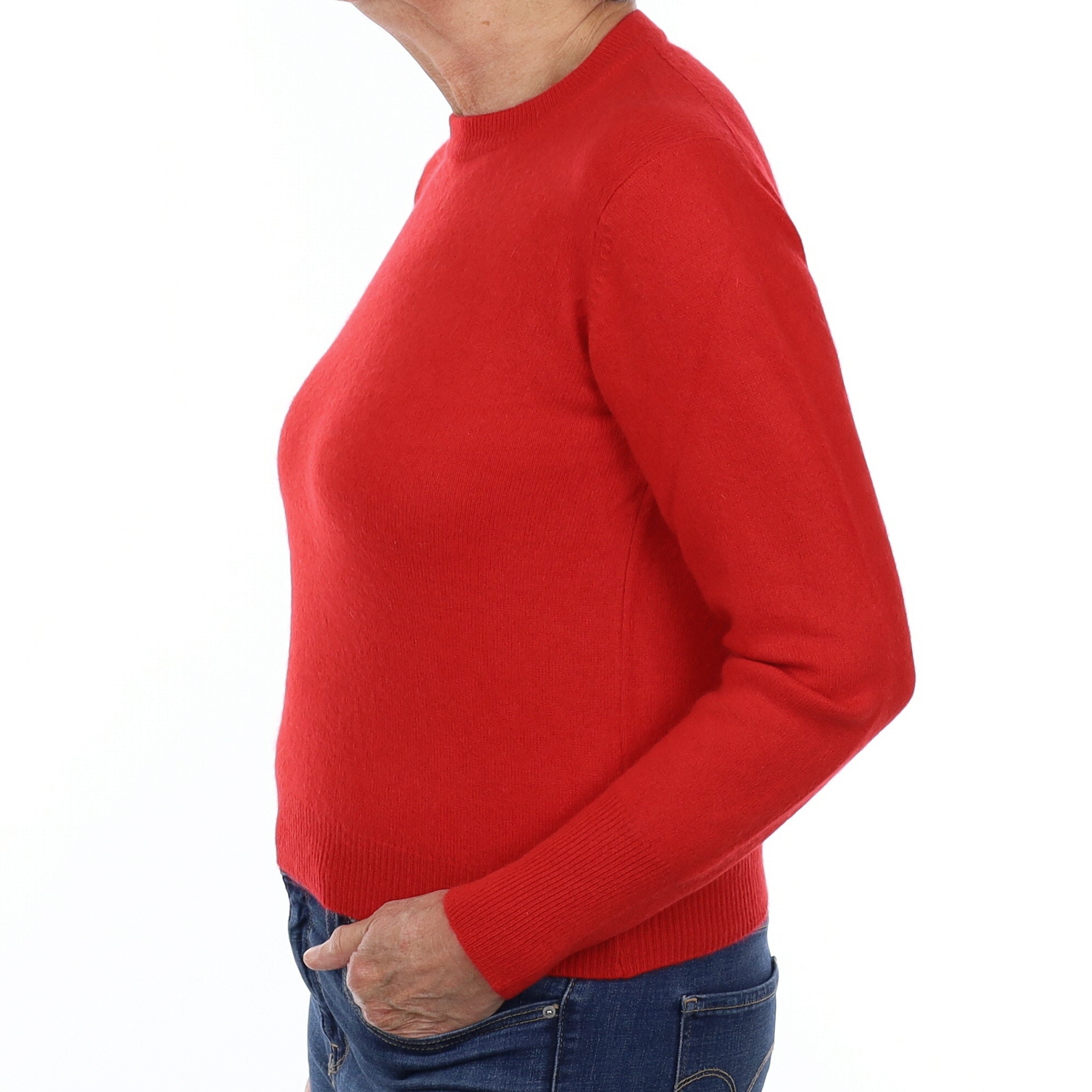 Scarlet Red Cashmere Crew Neck Jumper Medium