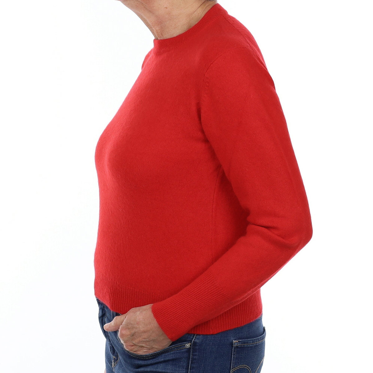 Scarlet Red Cashmere Crew Neck Jumper Medium