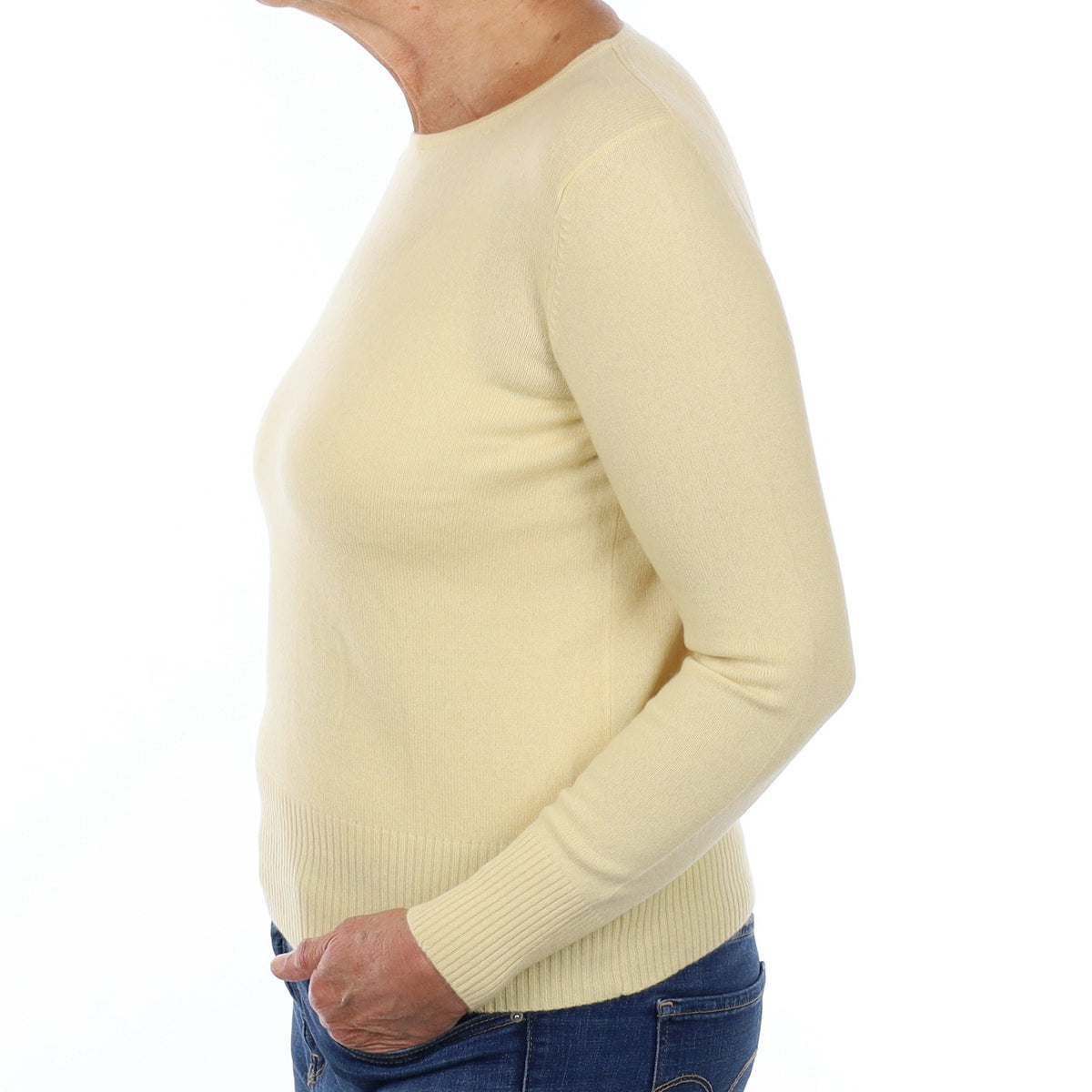 Custard Yellow Cashmere Crew Neck Jumper Medium