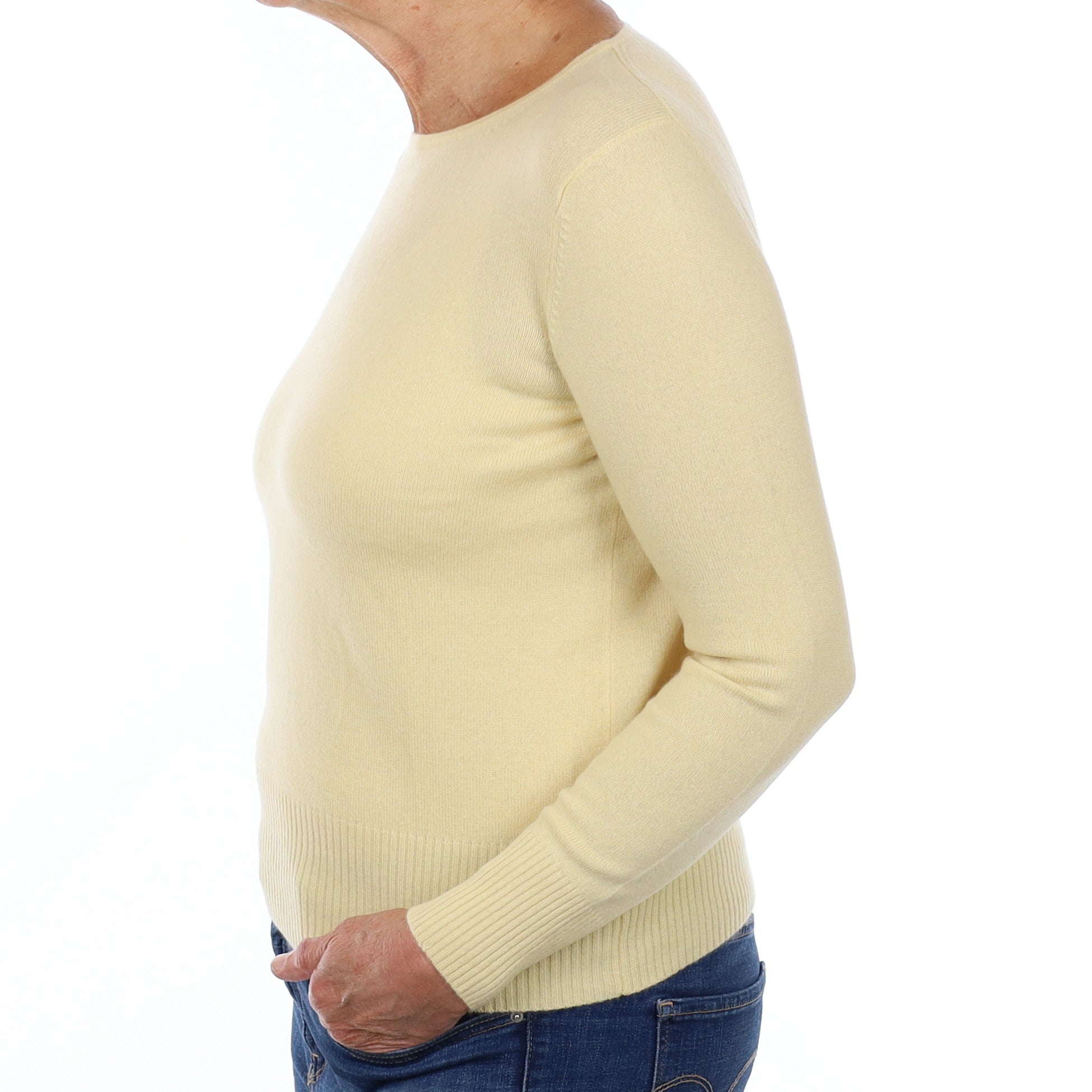 Custard Yellow Cashmere Crew Neck Jumper Medium